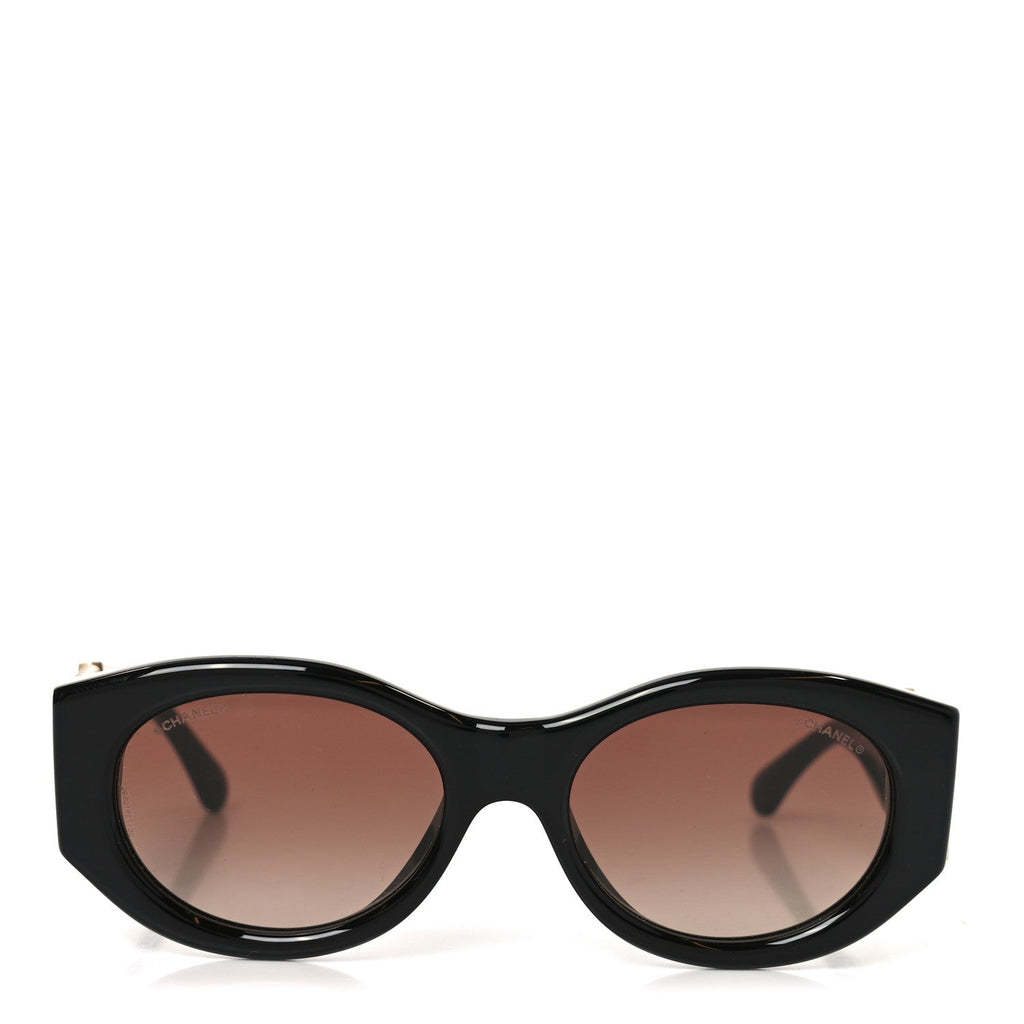 Acetate Calfskin Chain CC Sunglasses 5536-Q-A Black