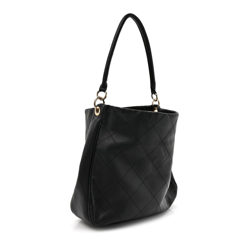Chanel Calfskin Stitched Hobo Black
