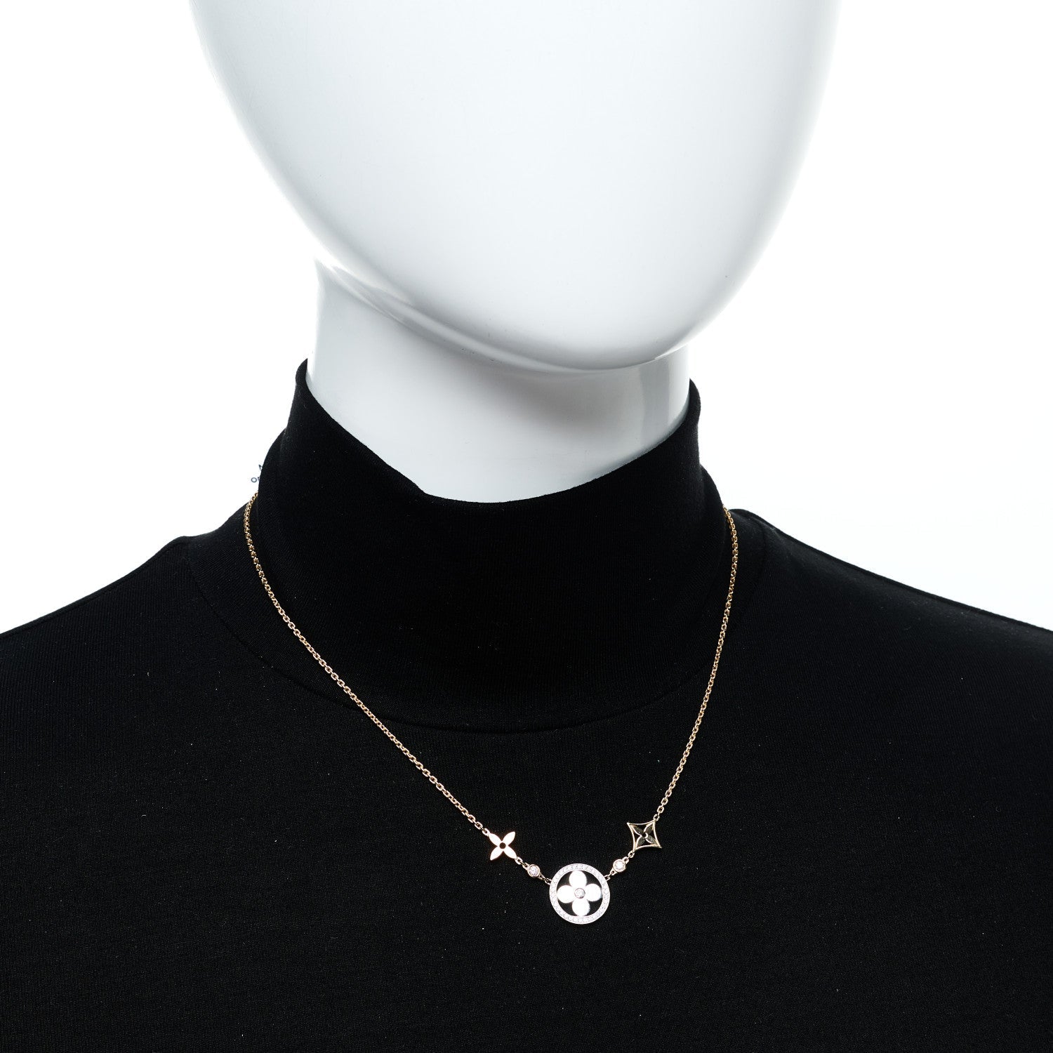 Louis Vuitton 18K Yellow White Rose Gold Diamond Idylle Blossom XL Pendant Necklace