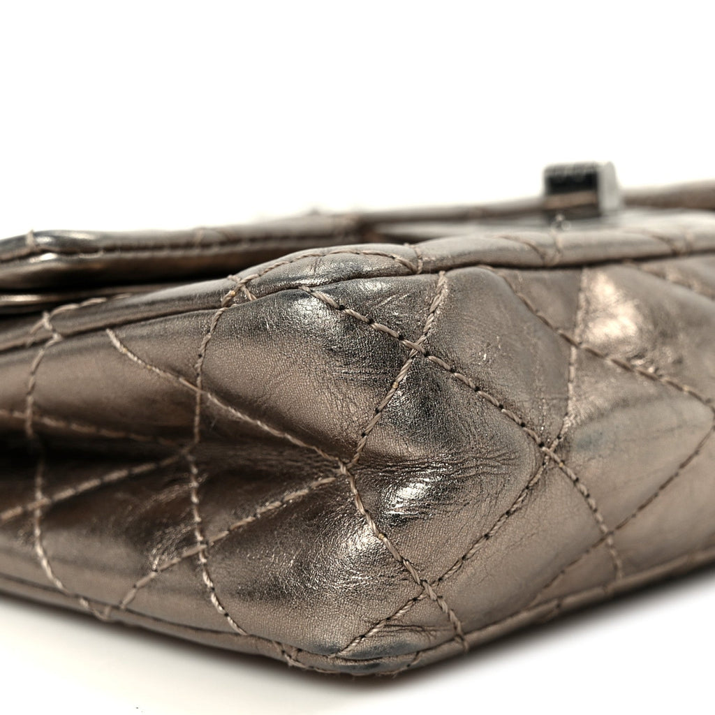 Chanel Aged Calfskin Quilted 2.55 Reissue Mini Flap Dark Silver