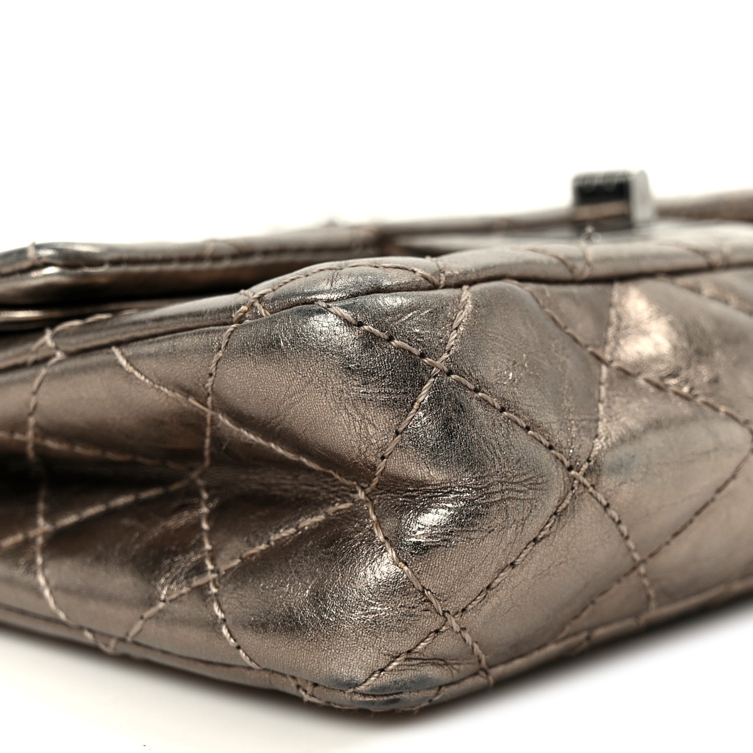 Chanel Aged Calfskin Quilted 2.55 Reissue Mini Flap Dark Silver