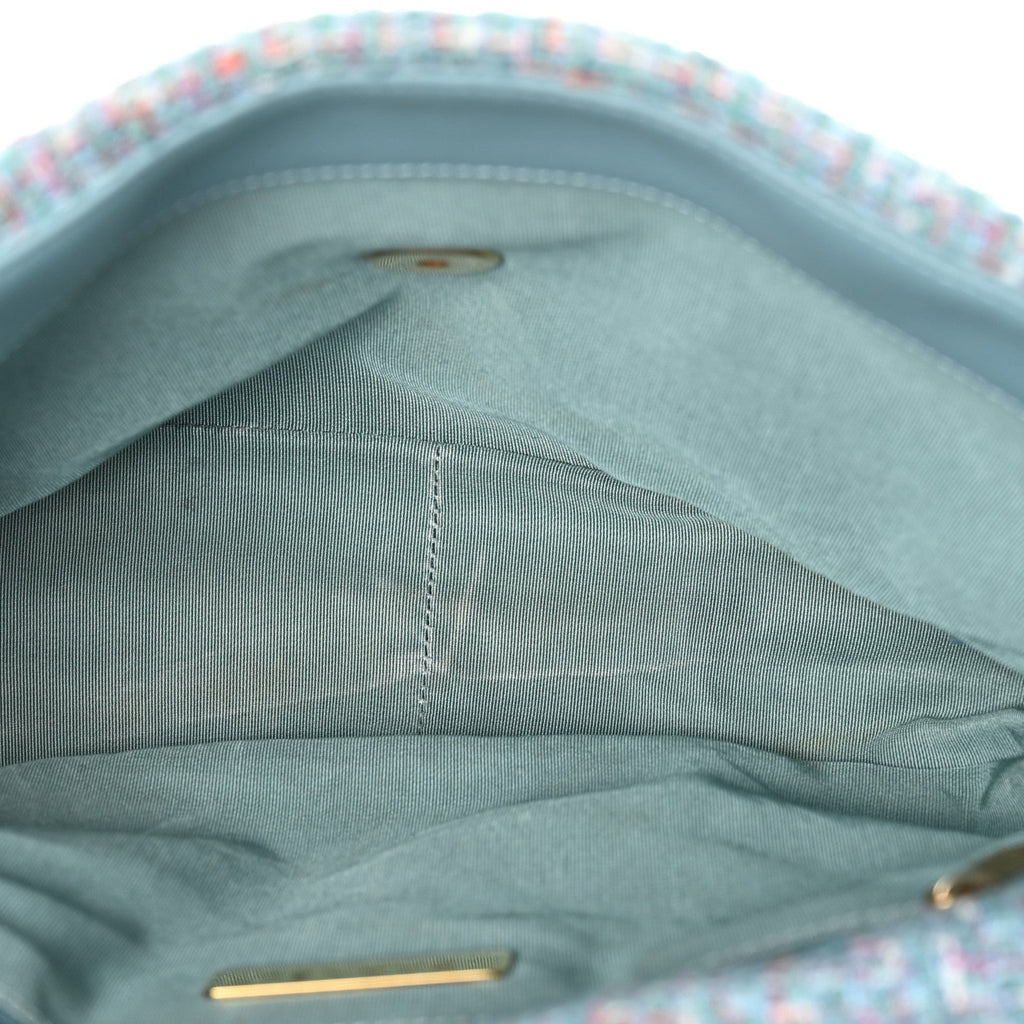 Chanel Tweed Quilted Large Chanel 19 Flap Blue Multicolor