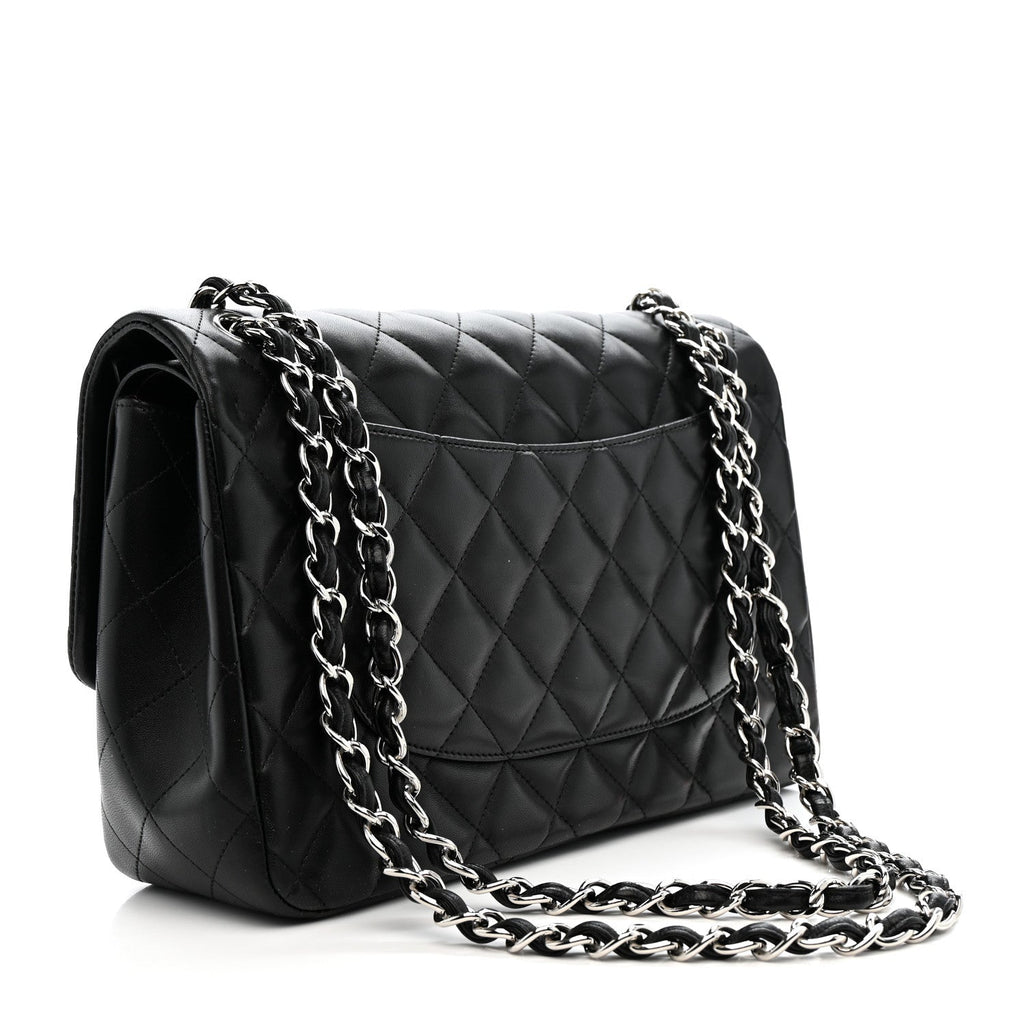 Chanel Lambskin Quilted Jumbo Double Flap Black