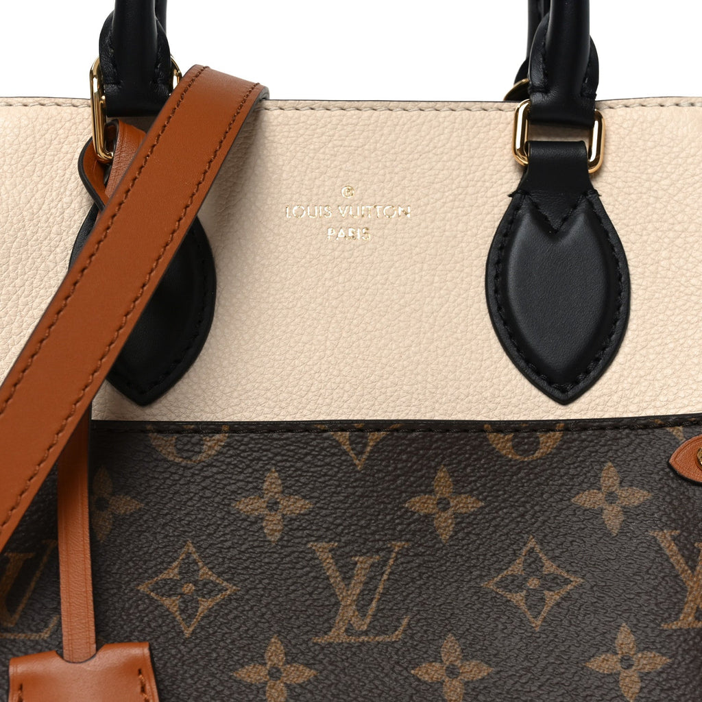 Louis Vuitton Calfskin Monogram Fold Tote PM Cream Khaki Black