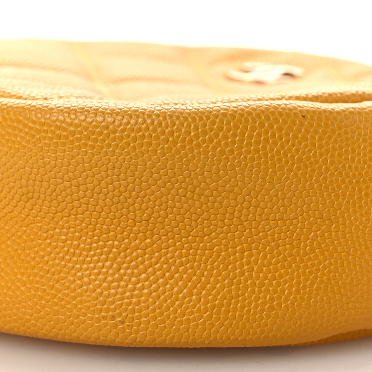 Chanel Caviar Quilted Round Clutch With Chain Yellow