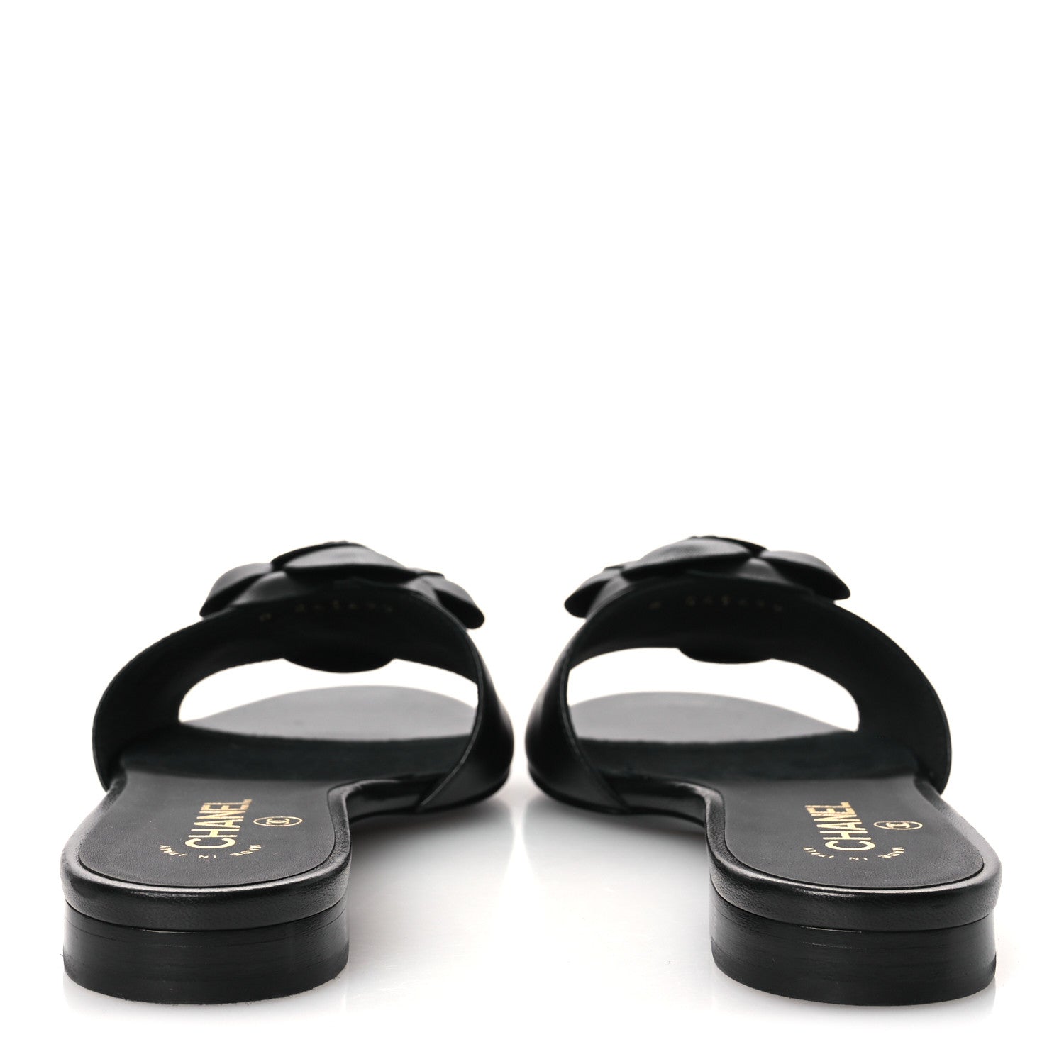Lambskin Camellia Sandal Mules 37.5 Black