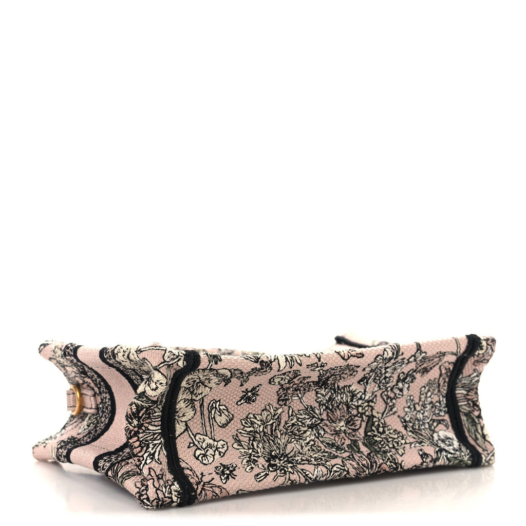Christian Dior Canvas Embroidered Mini Book Tote With Strap Pink Multicolor