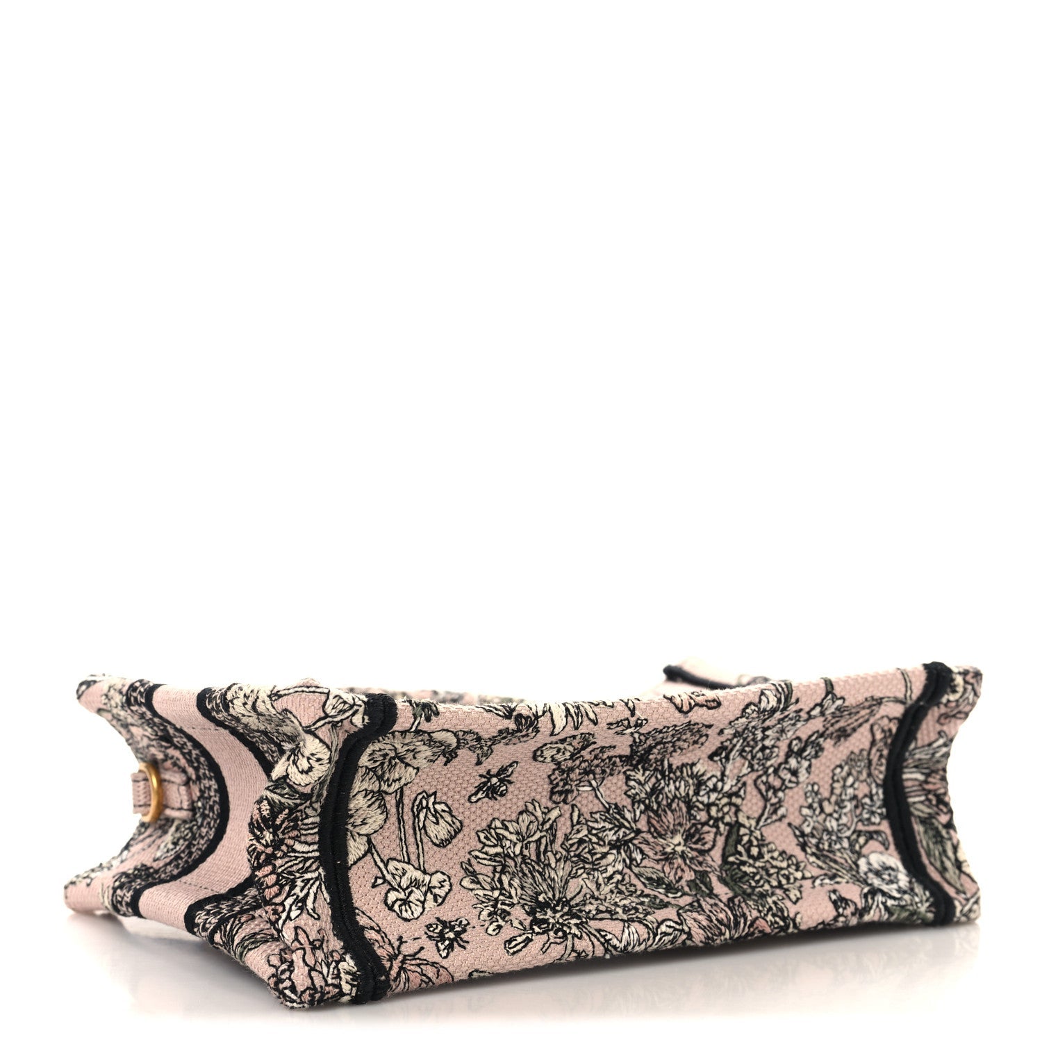 Christian Dior Canvas Embroidered Mini Book Tote With Strap Pink Multicolor
