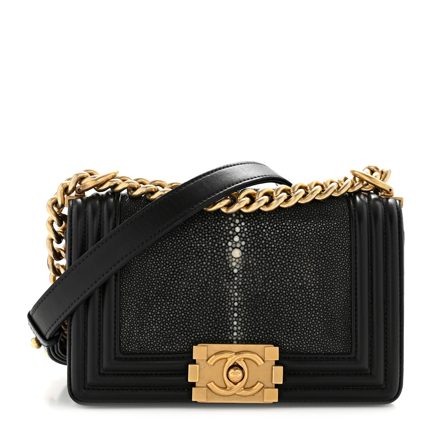 Chanel Galuchat Stingray Small Boy Flap Black