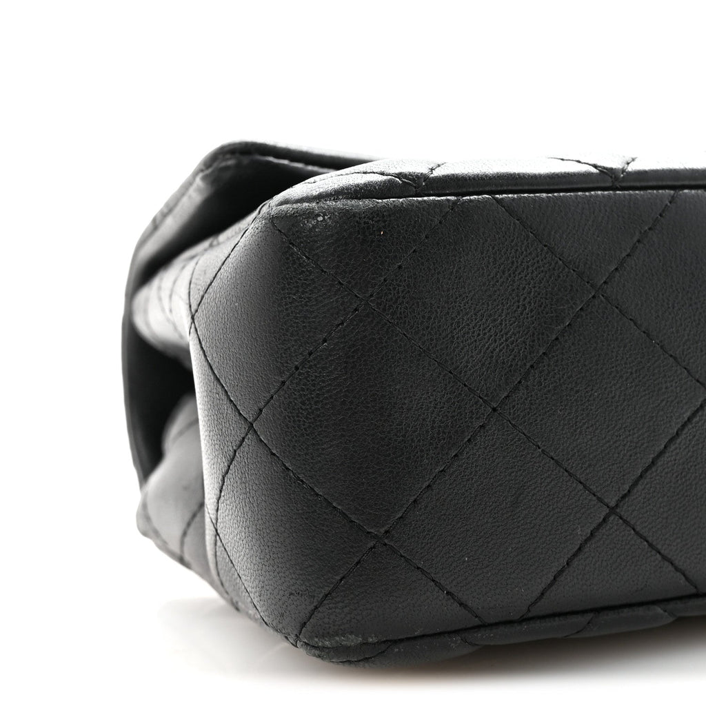 Chanel Lambskin Quilted Mini Rectangular Flap Black