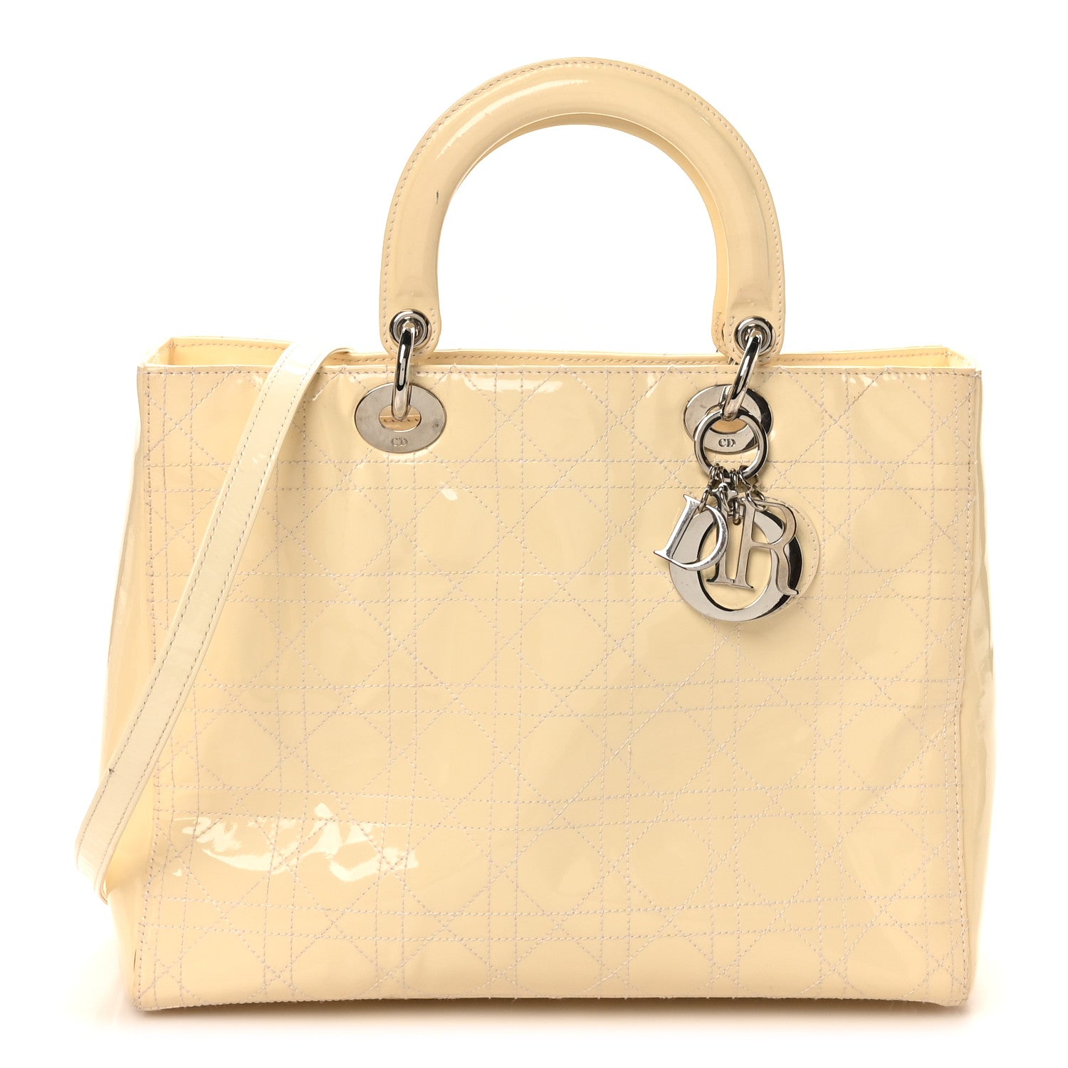 Christian Dior Patent Cannage Large Lady Dior White
