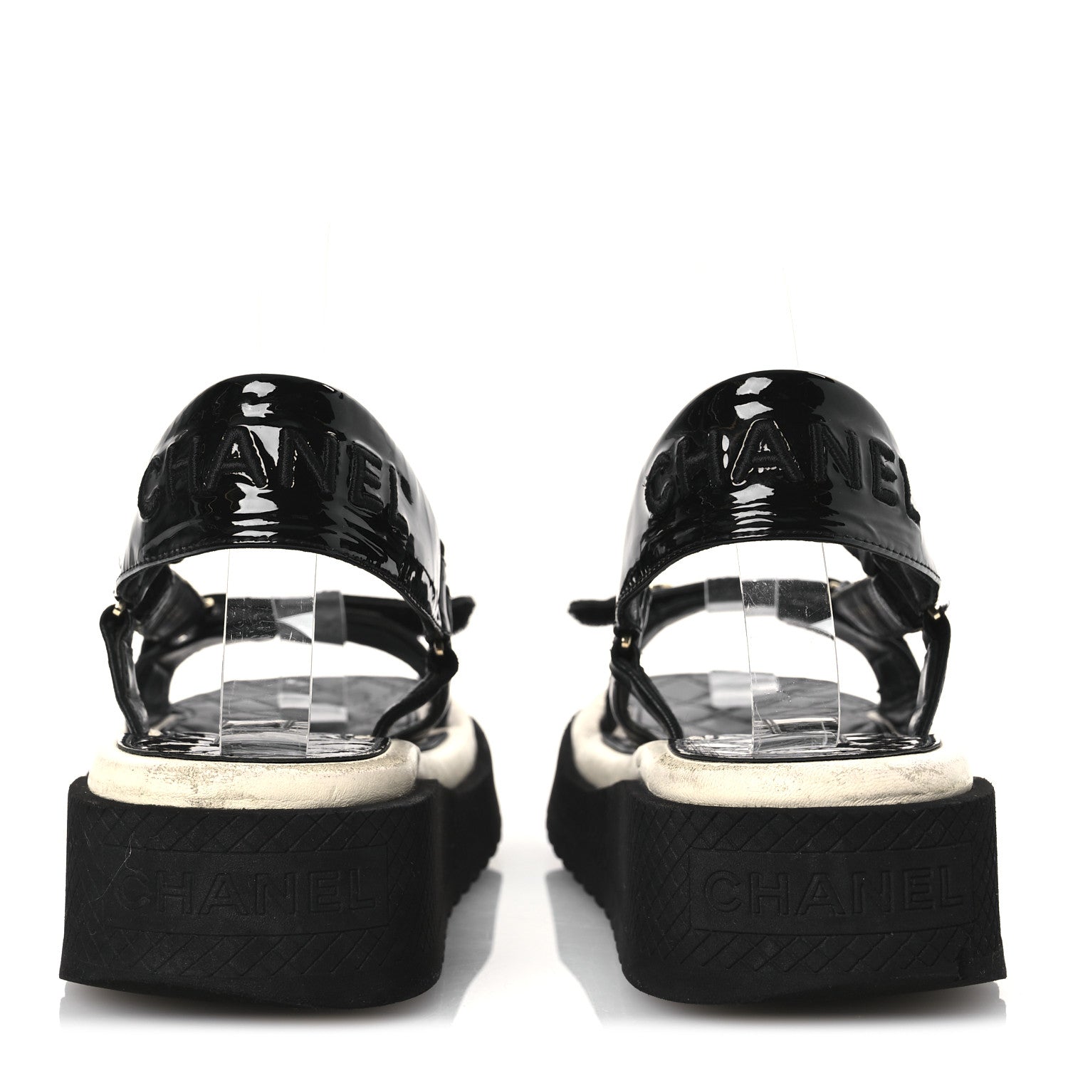 Lambskin Patent Logo Platform Sandals 39 Black