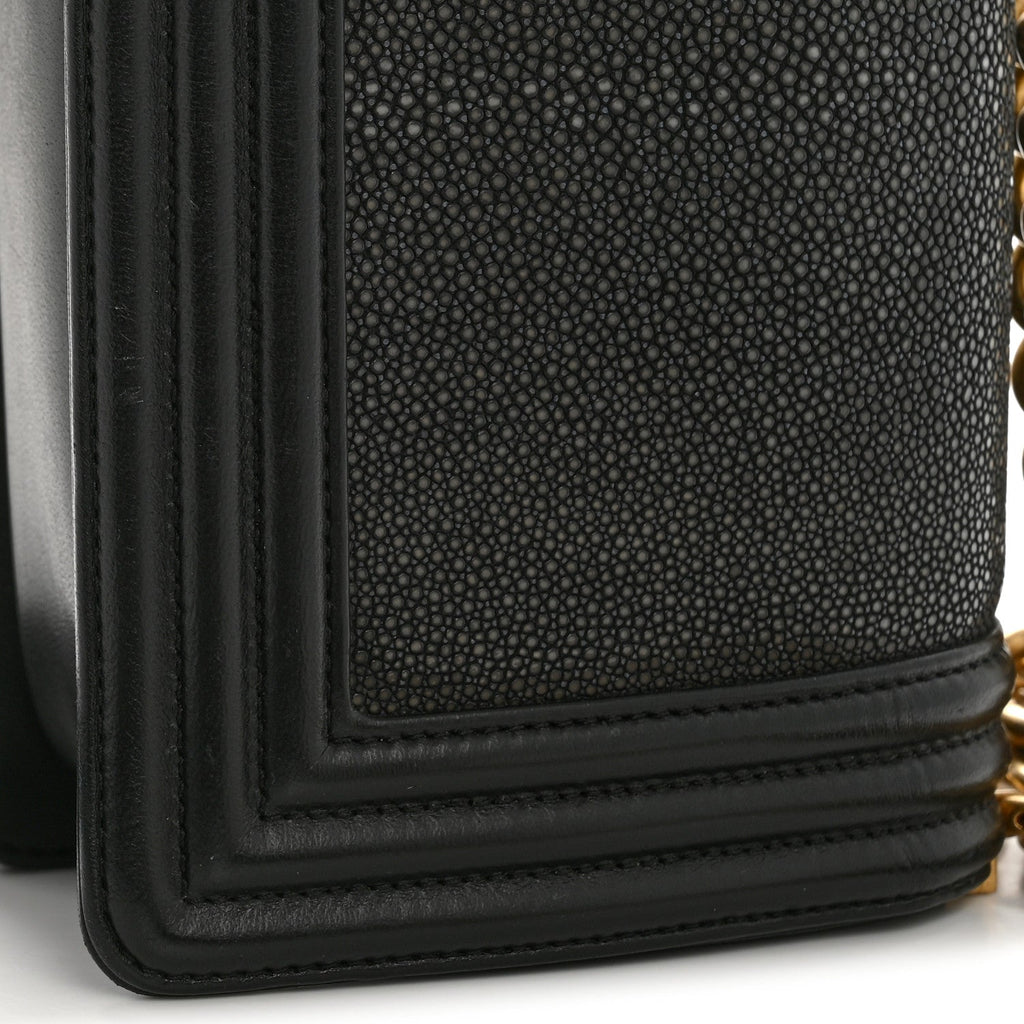 Chanel Galuchat Stingray Small Boy Flap Black