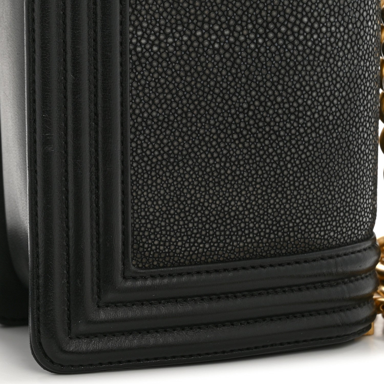 Chanel Galuchat Stingray Small Boy Flap Black