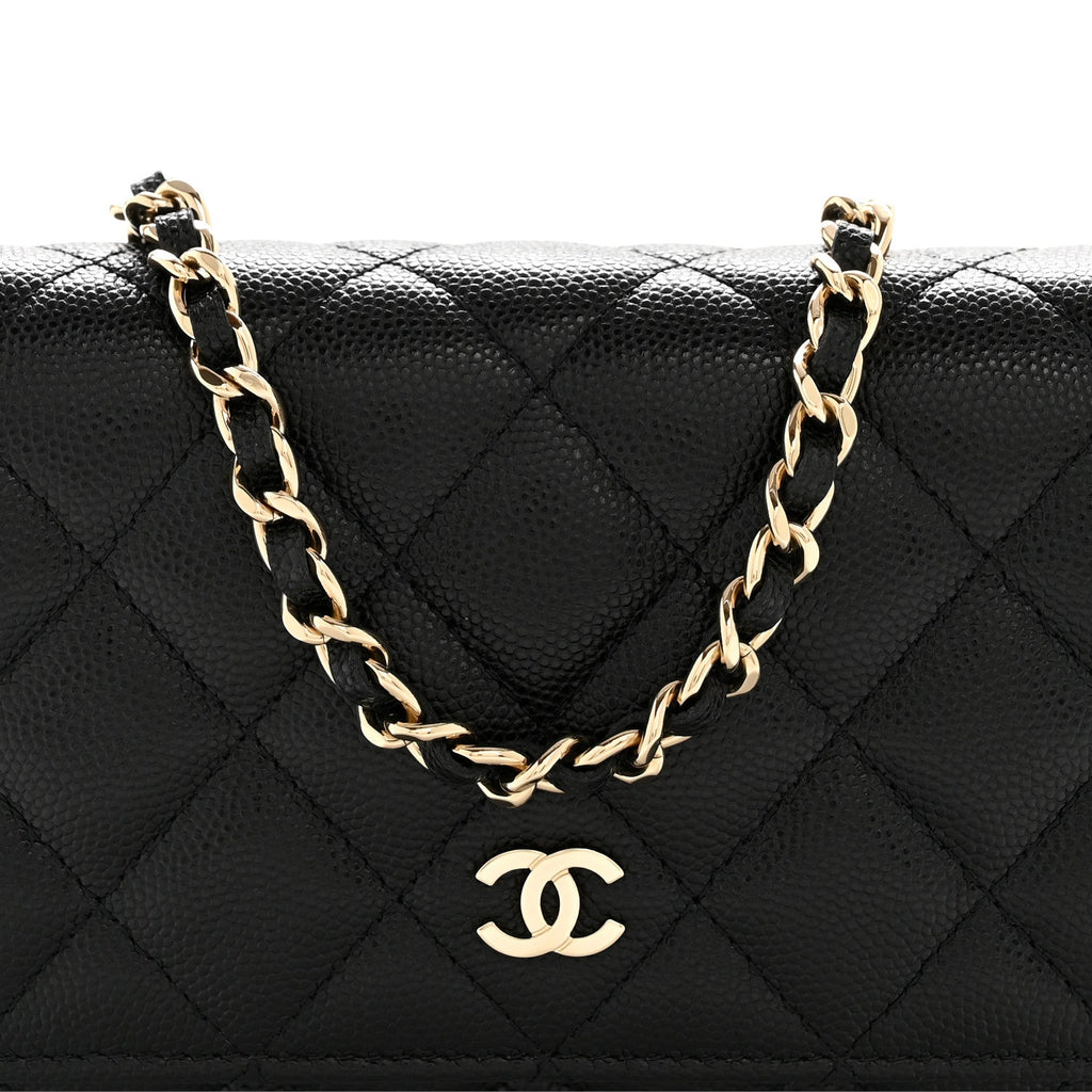Chanel Caviar Quilted Mini Wallet On Chain WOC Black