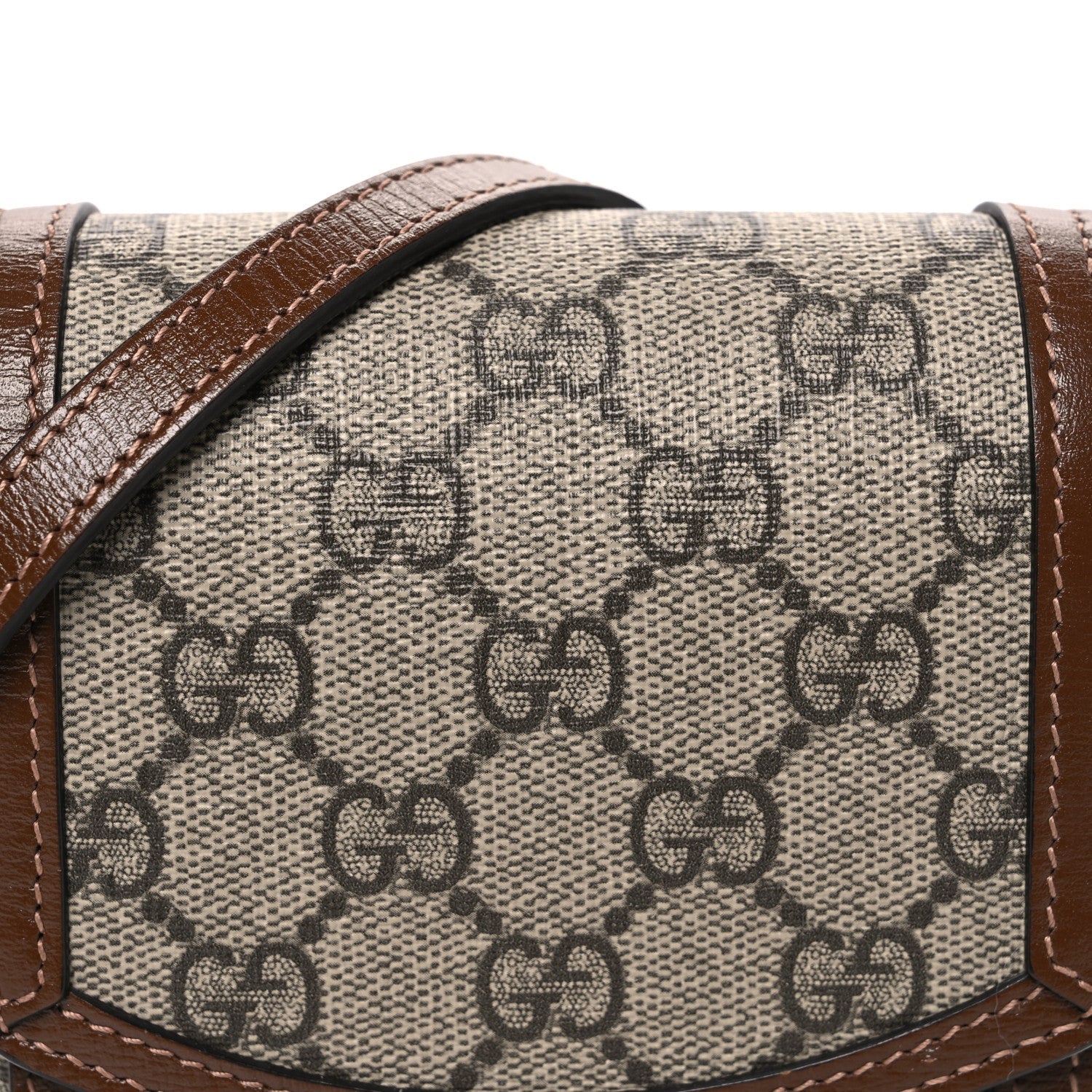 Gucci GG Supreme Monogram Mini Horsebit 1955 Crossbody Bag Beige Brown Sugar