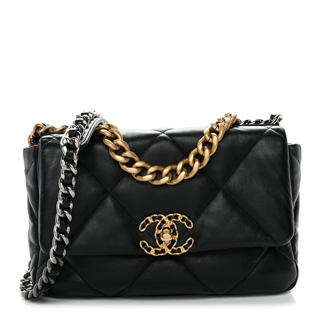 Chanel Lambskin Quilted Medium Chanel 19 Flap Black