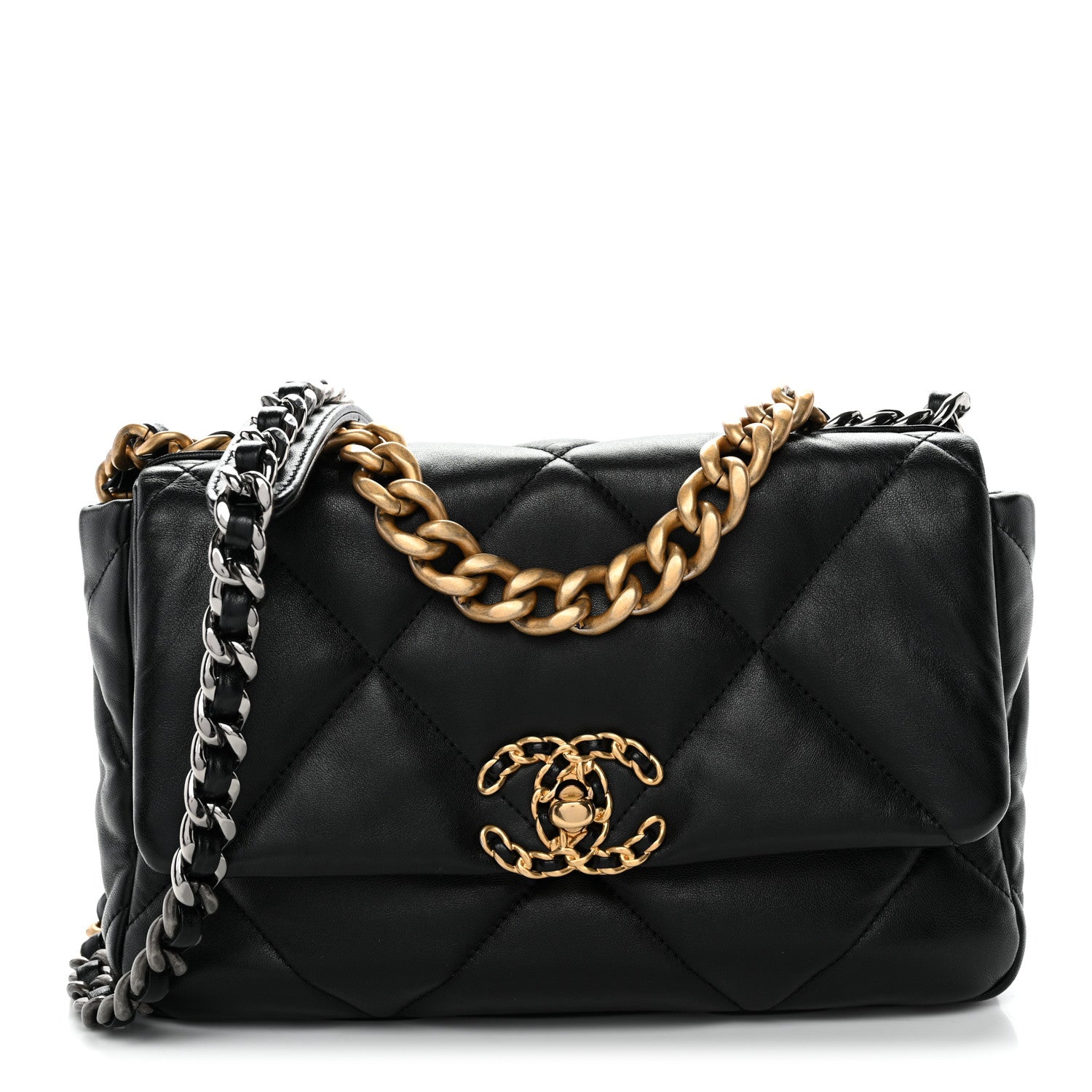 Chanel Lambskin Quilted Medium Chanel 19 Flap Black