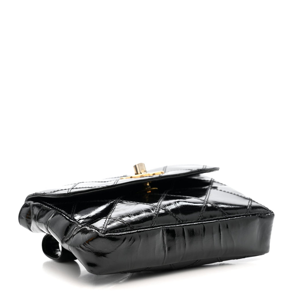 Chanel Patent Flap Waist Belt Bag Black