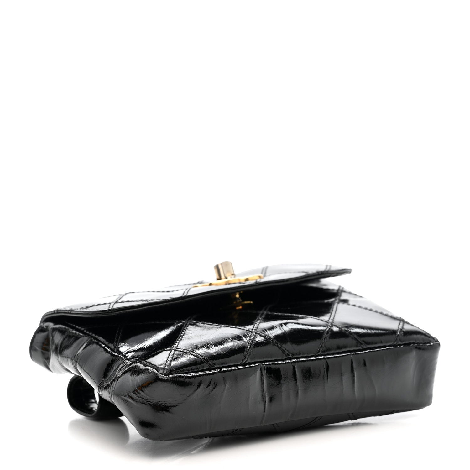 Chanel Patent Flap Waist Belt Bag Black