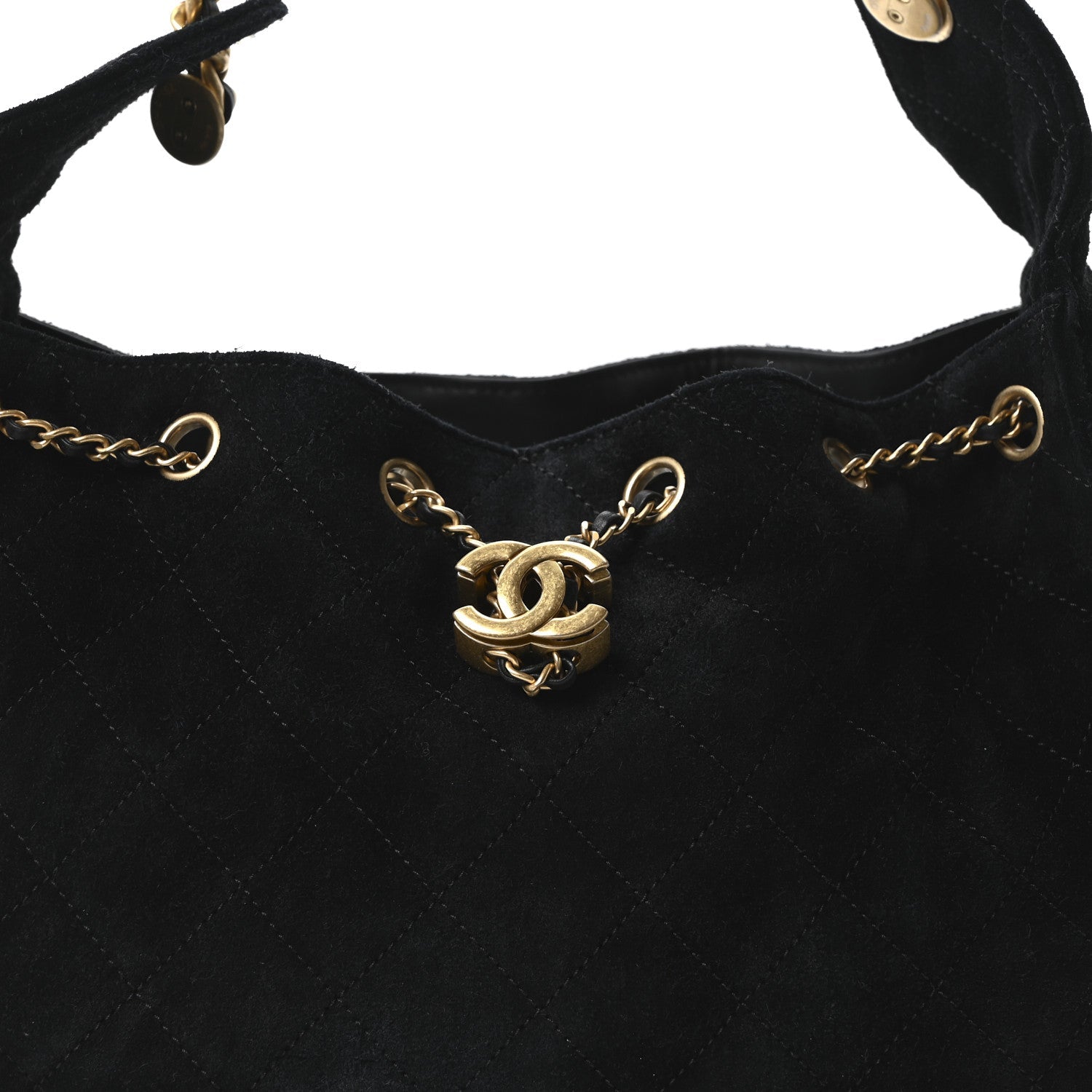 Chanel Suede Quilted Small Chanel 25 Handbag Black