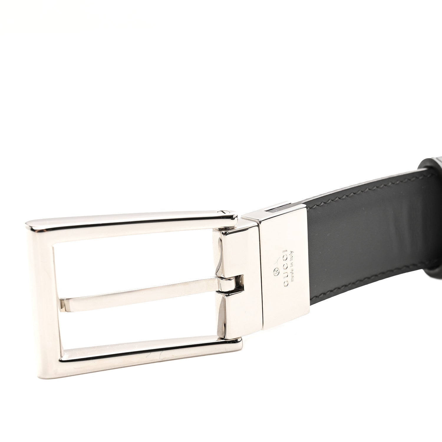 Gucci Selleria Calfskin GG Supreme Monogram Reversible Belt 80 32 Graphite Grey Black
