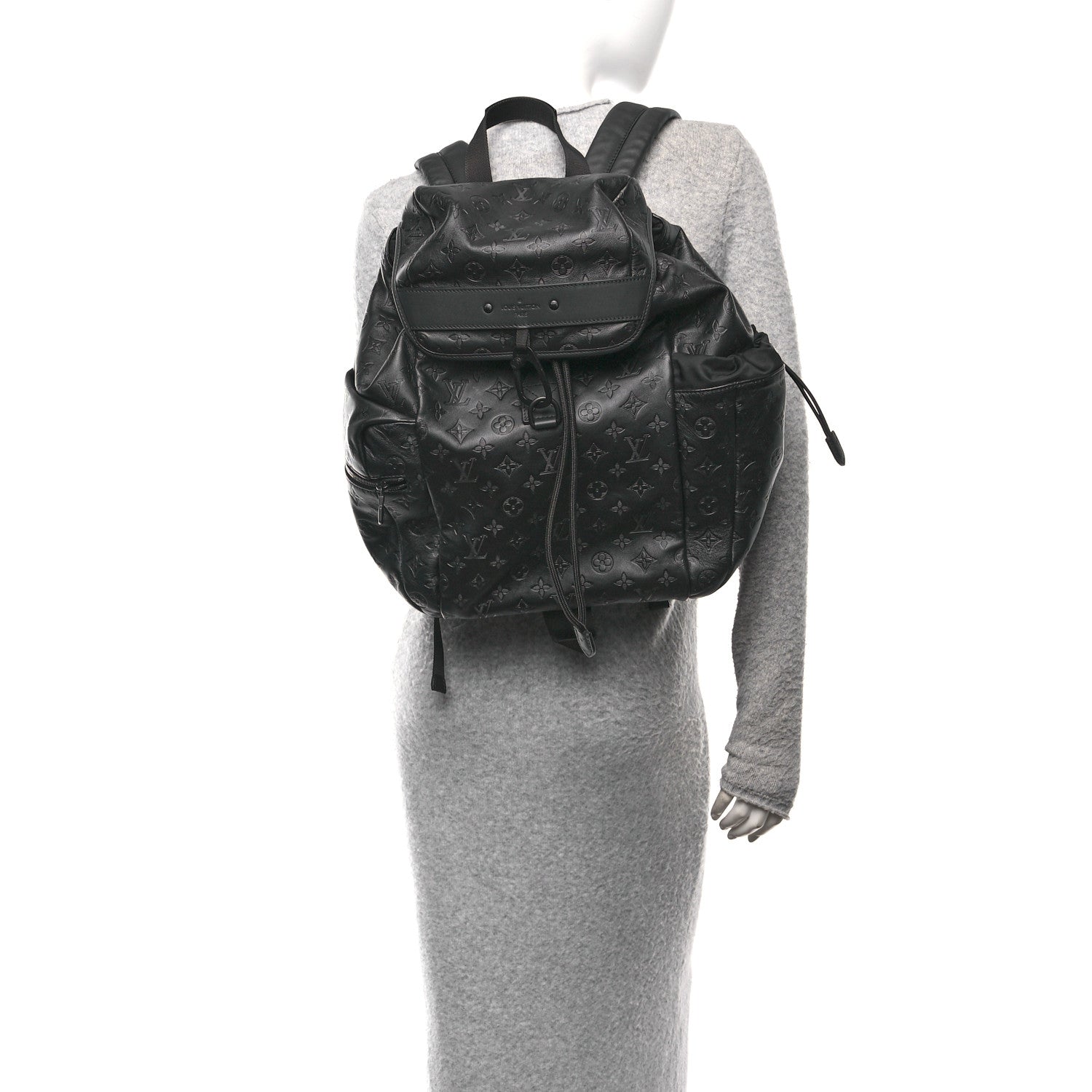 Louis Vuitton Calfskin Monogram Shadow Discovery Backpack Black