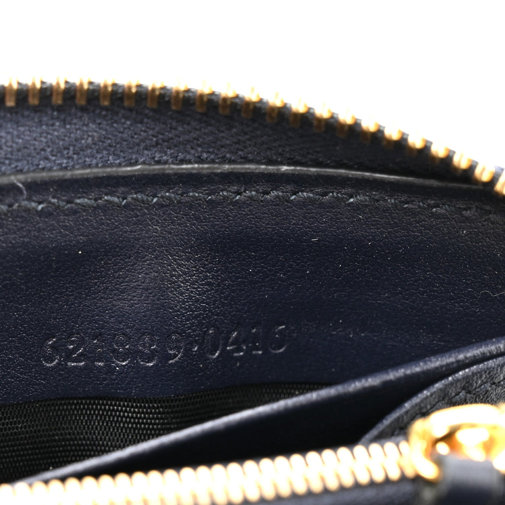 Gucci Canvas Azalea Calfskin Horsebit 1955 Zip Around Wallet Beige Blue