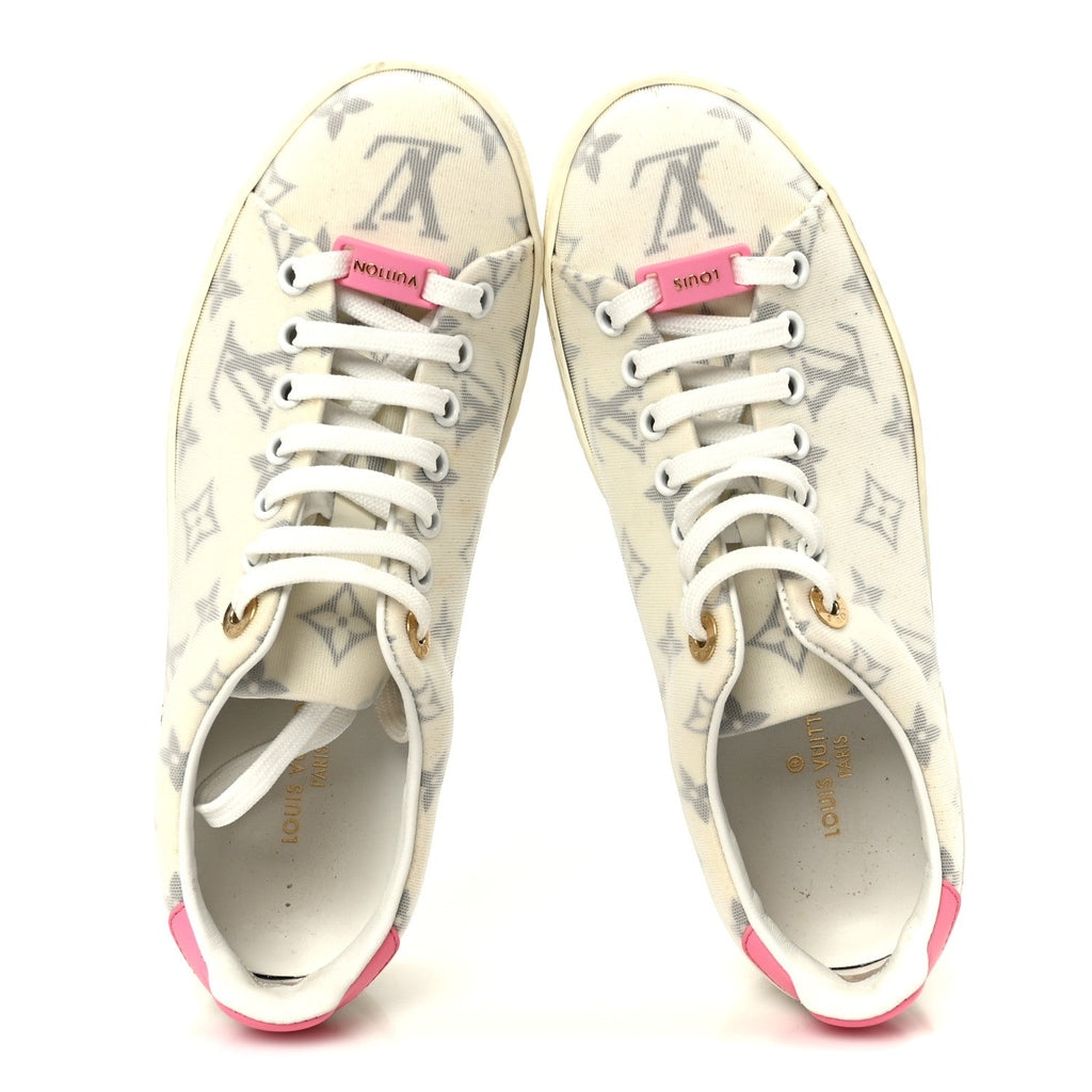 Louis Vuitton Technical Fabric Calfskin Monogram Frontrow Sneakers 35.5 Pink