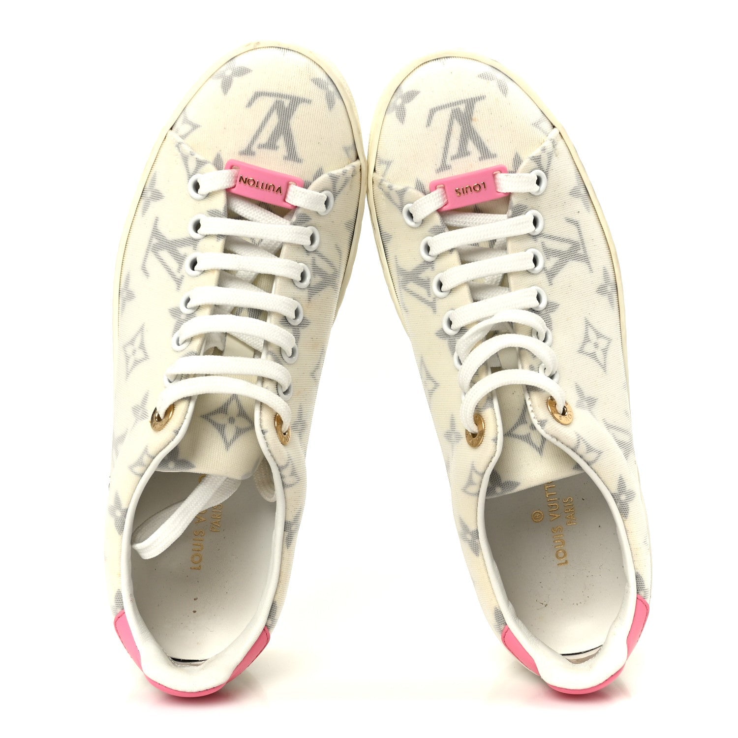 Louis Vuitton Technical Fabric Calfskin Monogram Frontrow Sneakers 35.5 Pink