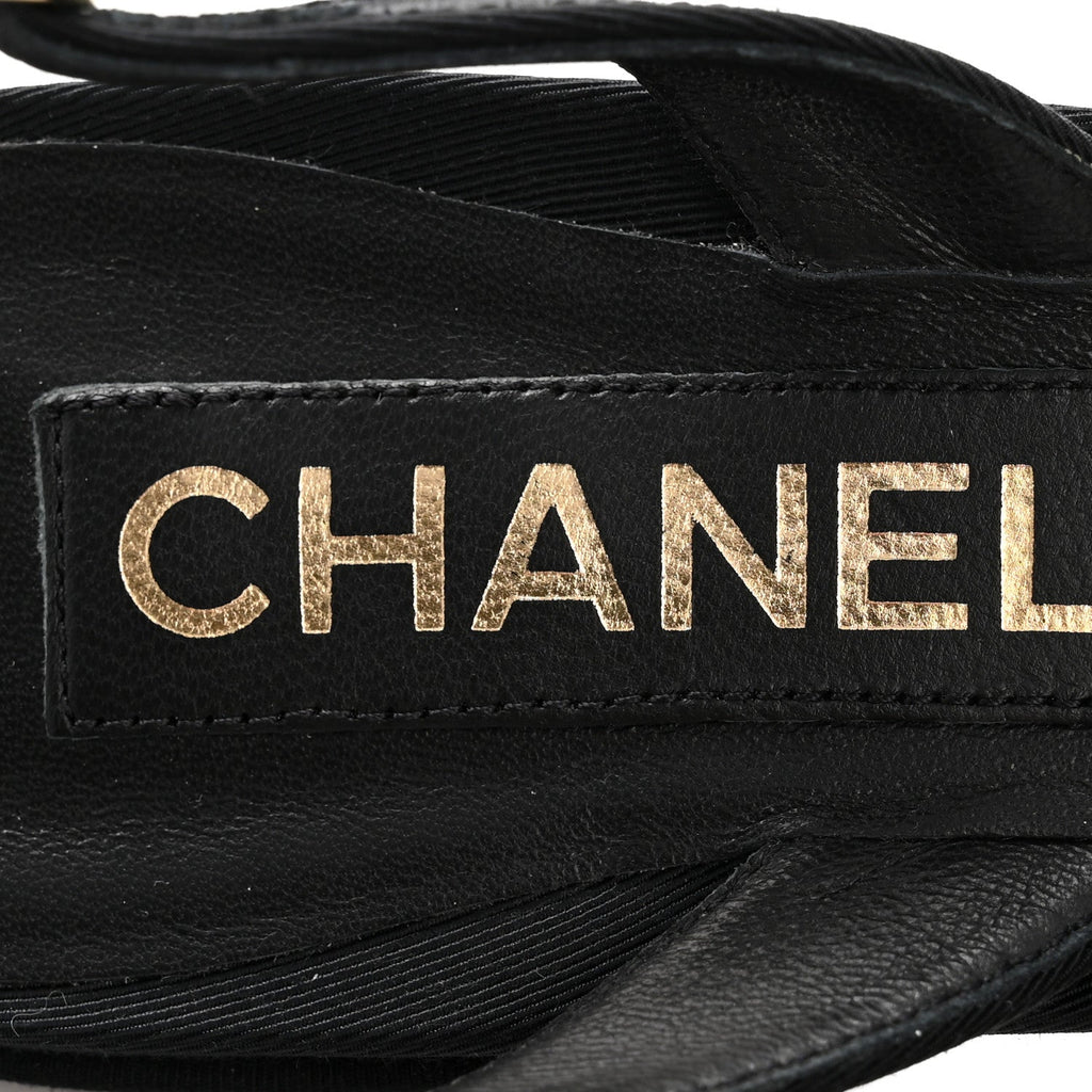 Grosgrain Camellia Slingback Flats 39.5 Black White