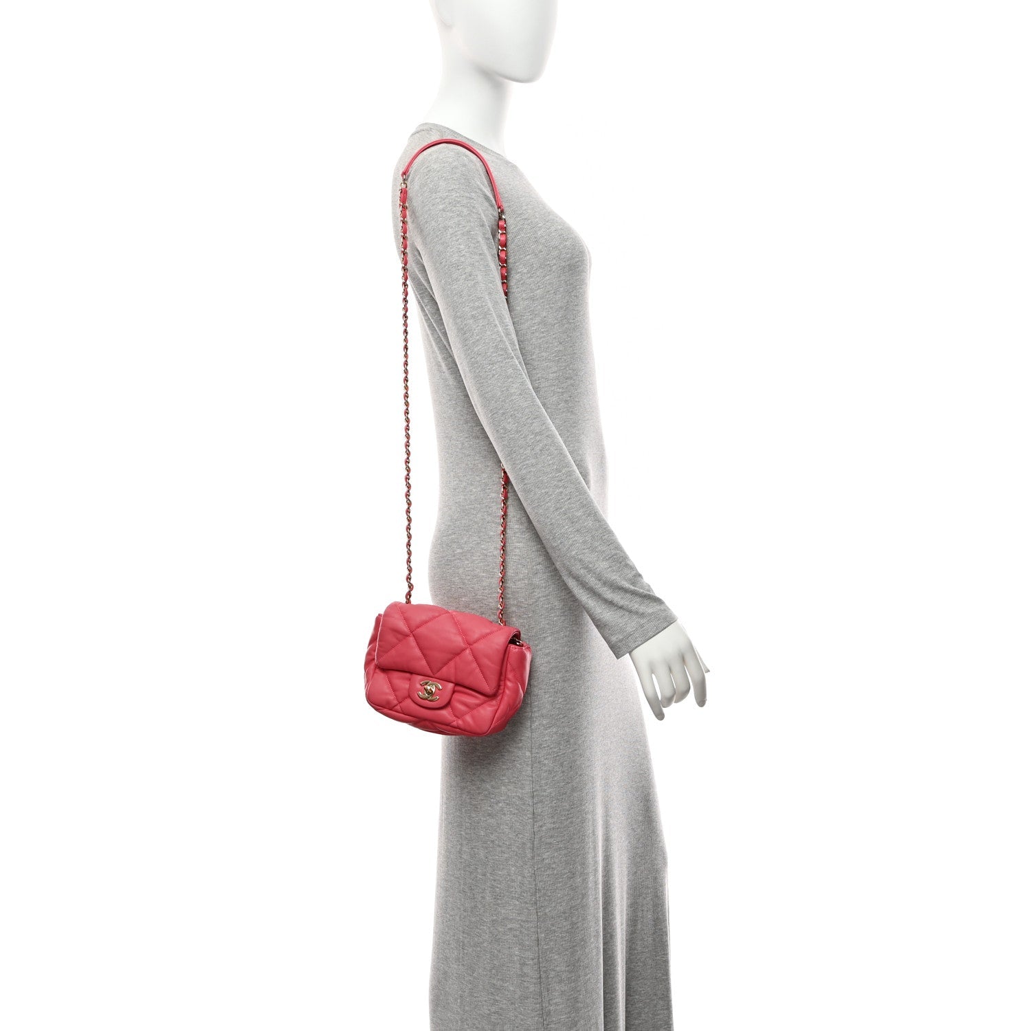 Chanel Calfskin Quilted Mini Square Bubbly Flap Pink