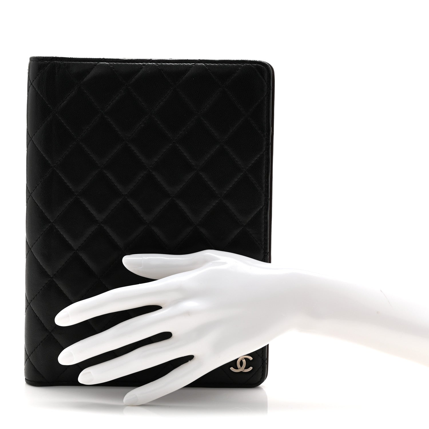 Lambskin Quilted Large Agenda Cover Black