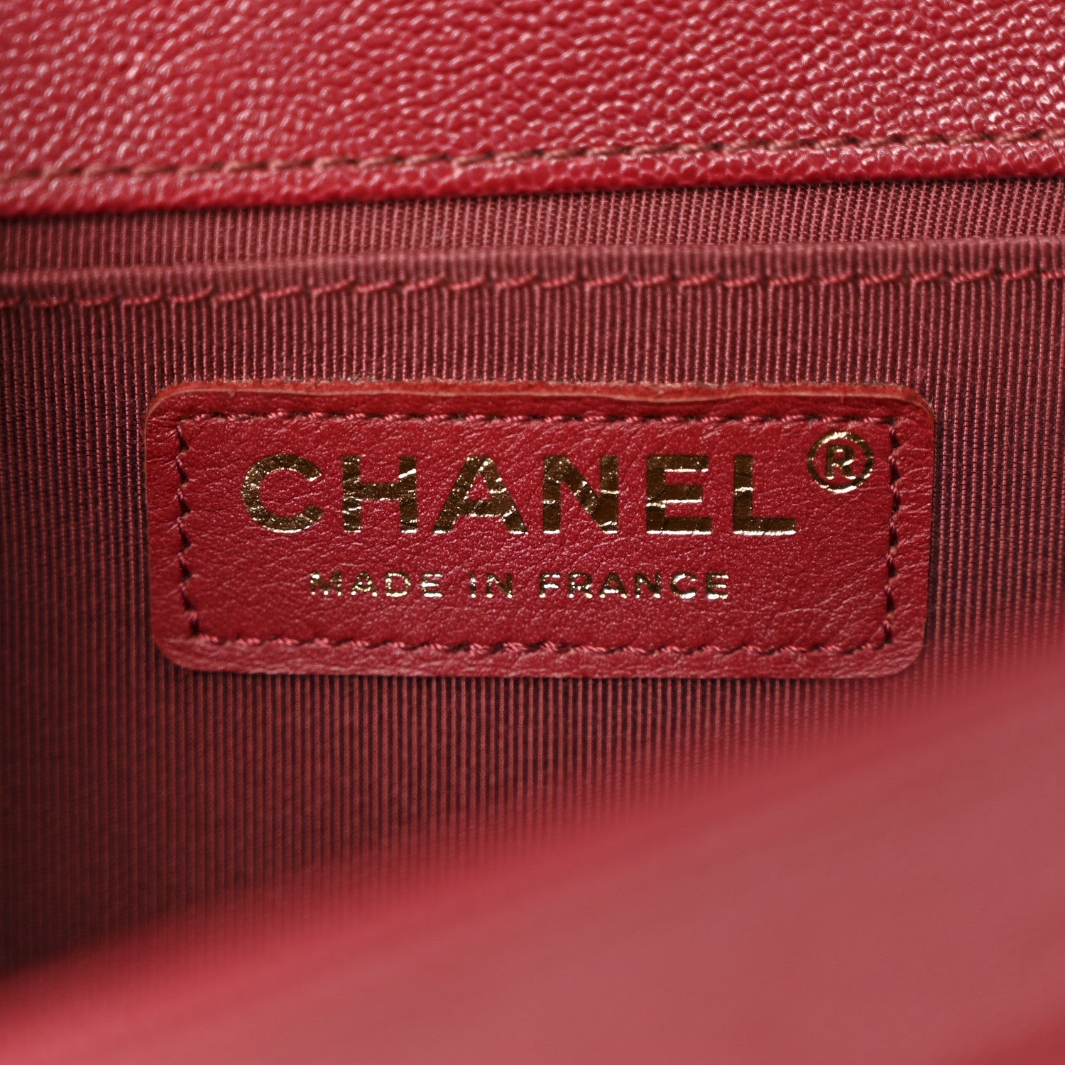 Chanel Caviar Chevron Quilted Medium Boy Flap Dark Red