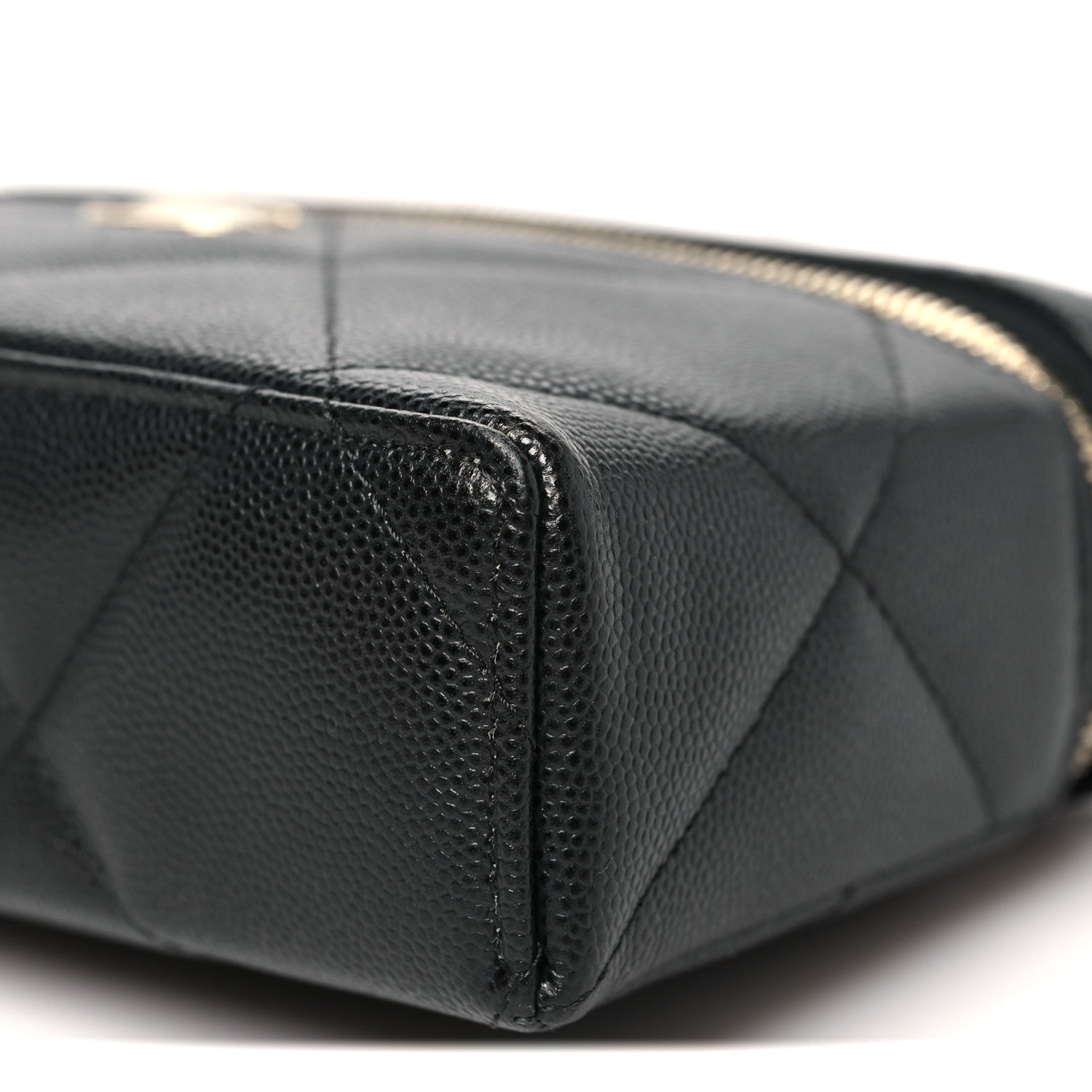 Chanel Caviar Quilted Top Handle Slim Vanity With Chain Black
