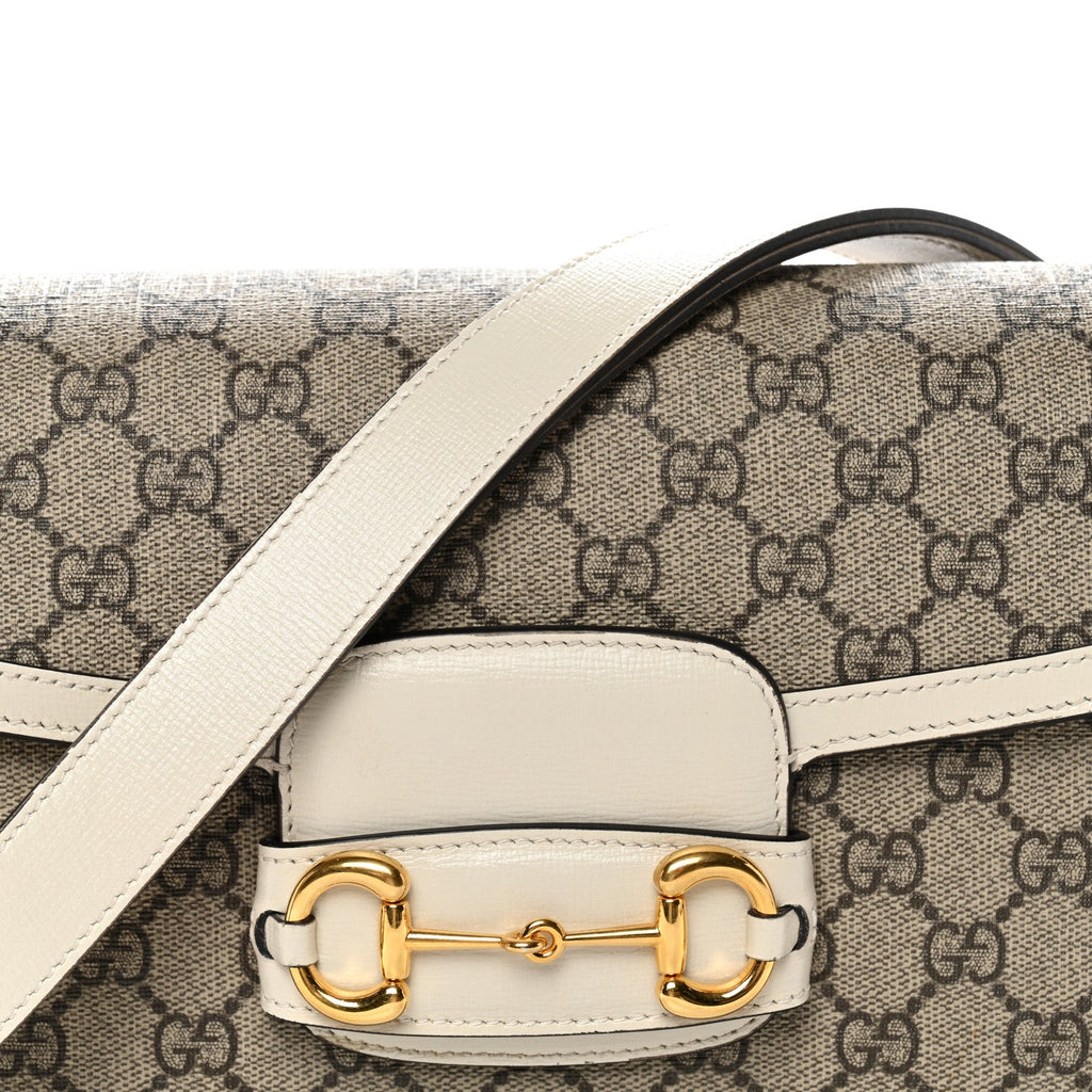 Gucci GG Supreme Monogram Horsebit 1955 Shoulder Bag Beige Mystic White