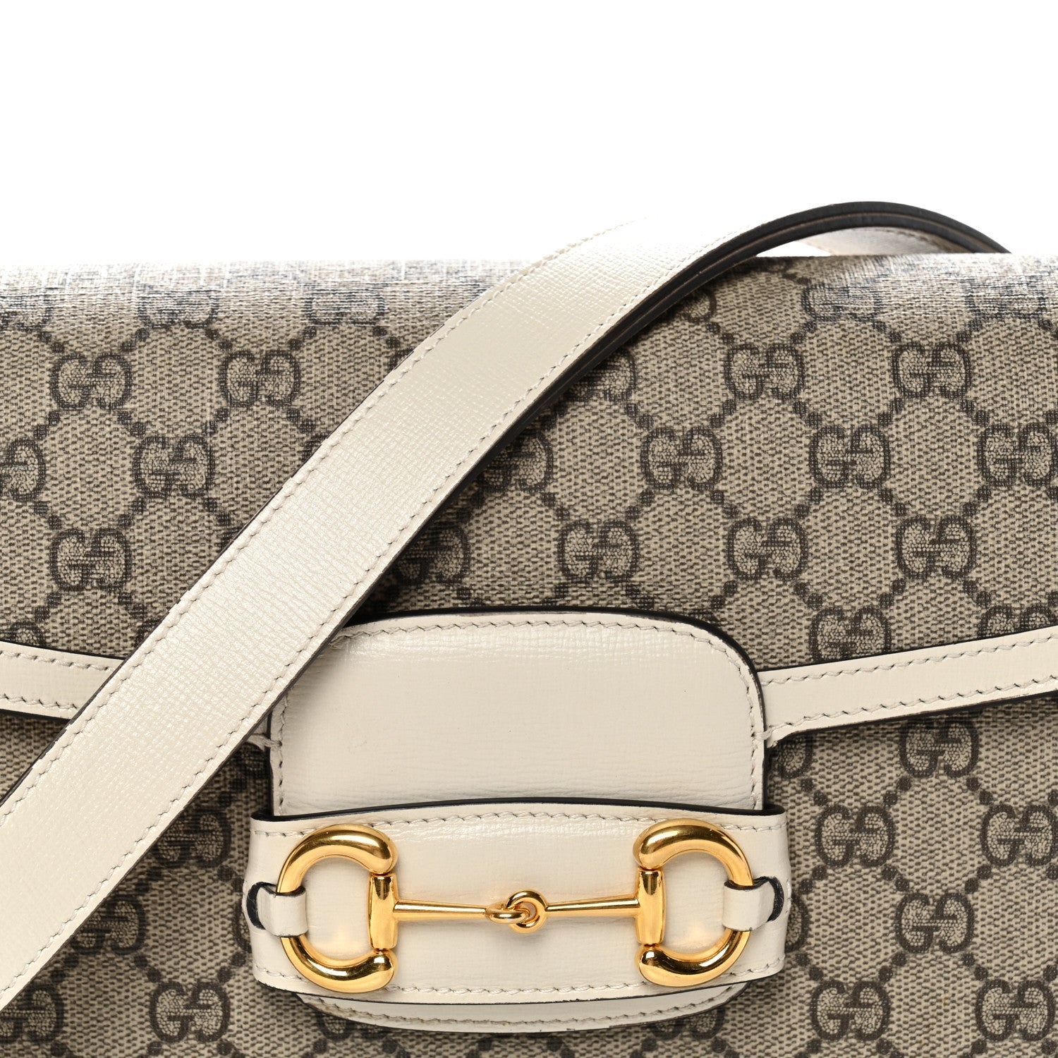 Gucci GG Supreme Monogram Horsebit 1955 Shoulder Bag Beige Mystic White
