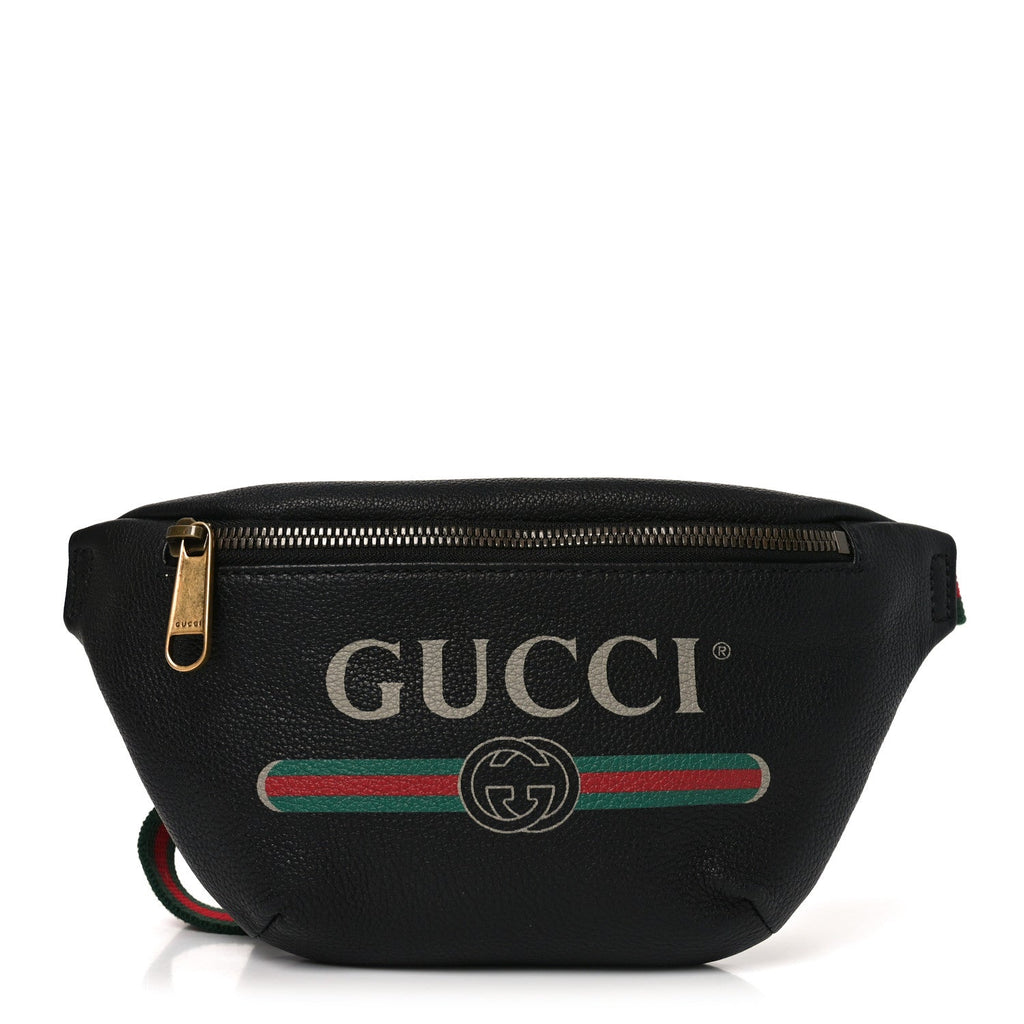 Gucci Grained Calfskin Logo Belt Bag Black