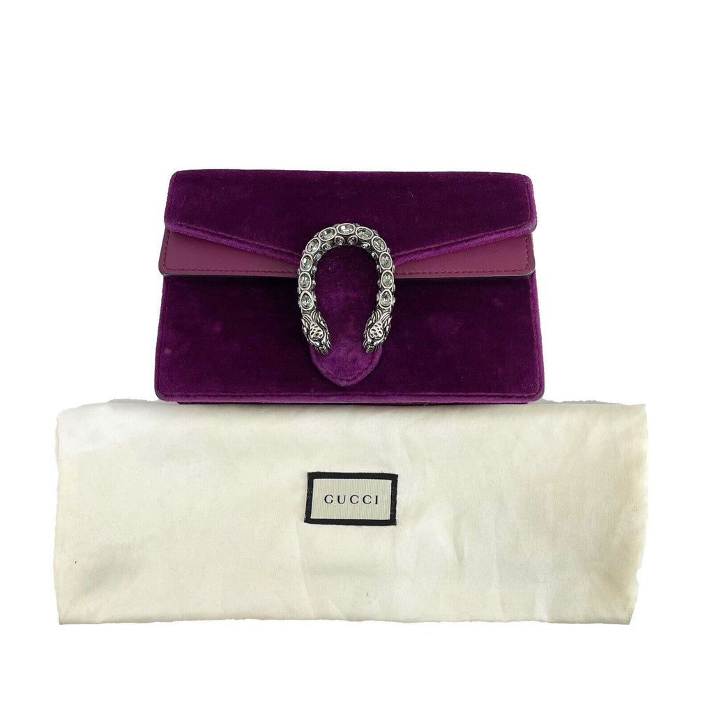 GUCCI - Dionsysus Super Mini - Purple Velvet w/ Removable Chain Crossbody Strap