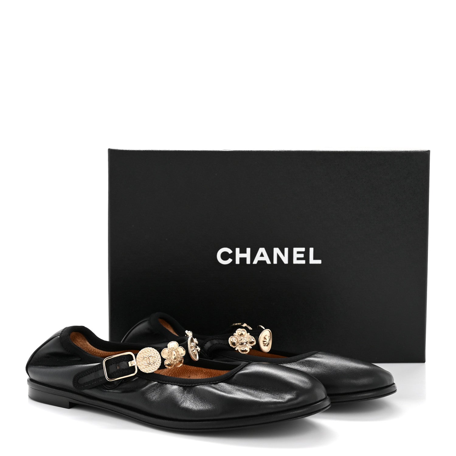 Lambskin Charm Mary Jane Flats 39 Black