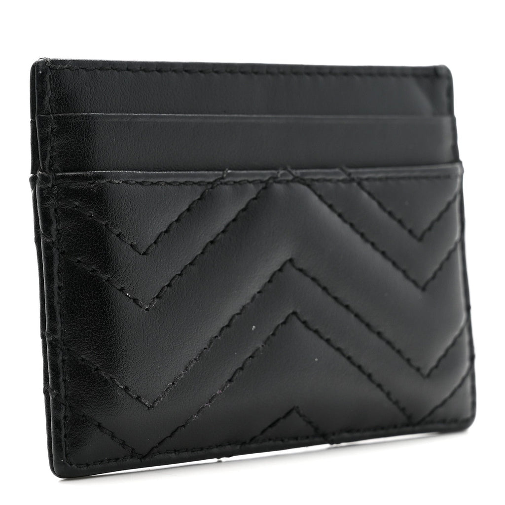 Gucci Calfskin Matelasse GG Marmont Card Holder Black