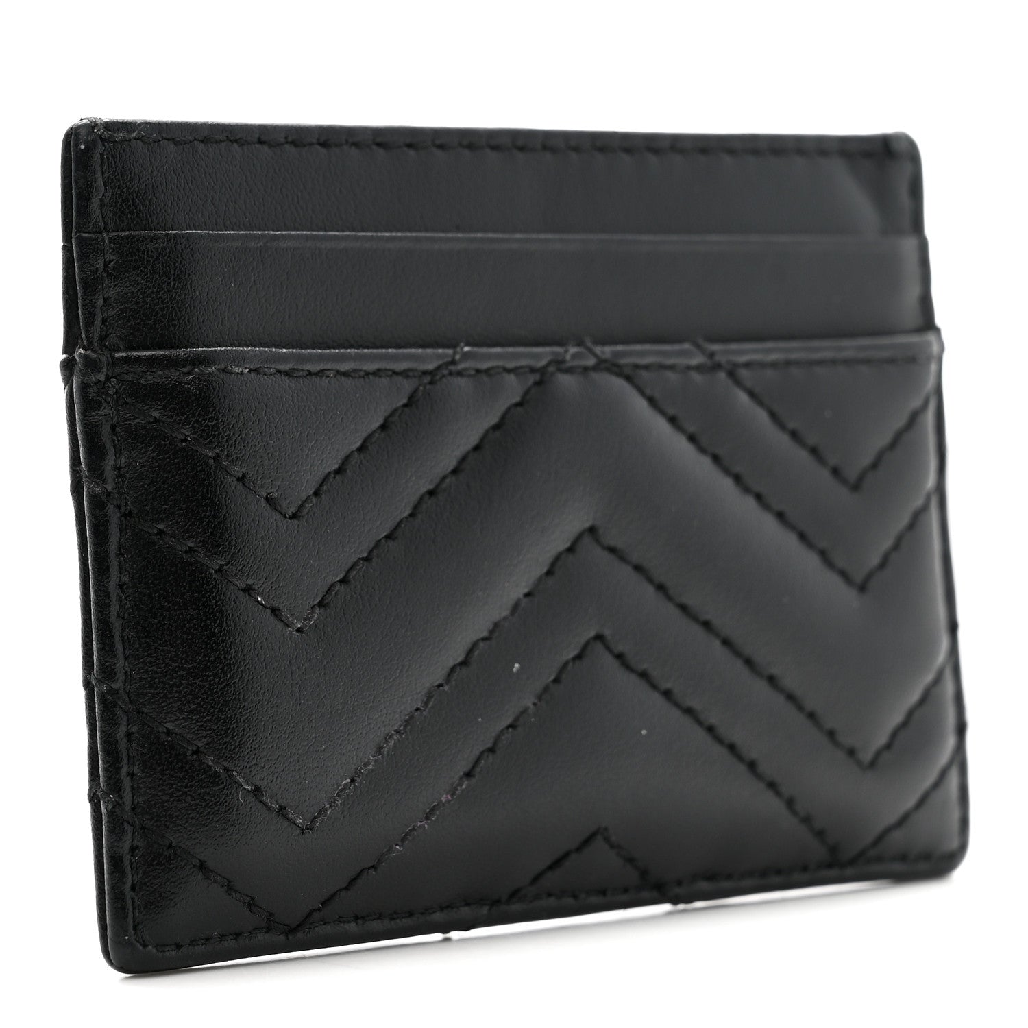 Gucci Calfskin Matelasse GG Marmont Card Holder Black