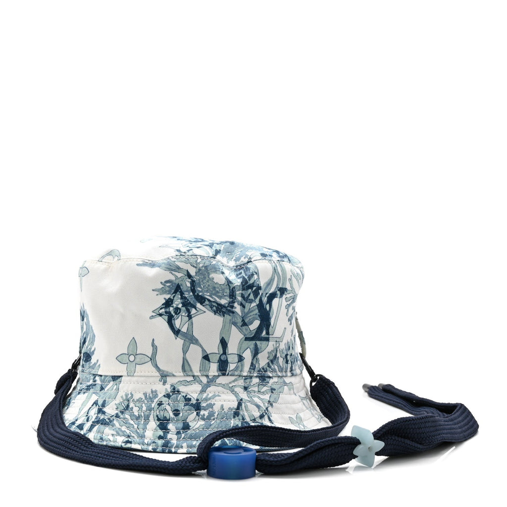 Louis Vuitton Cotton LV Play Monogram Aquagarden Reversible Bucket Hat Blue