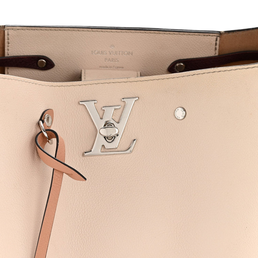 Louis Vuitton Calfskin Lockme Bucket Soie Quartz Calla