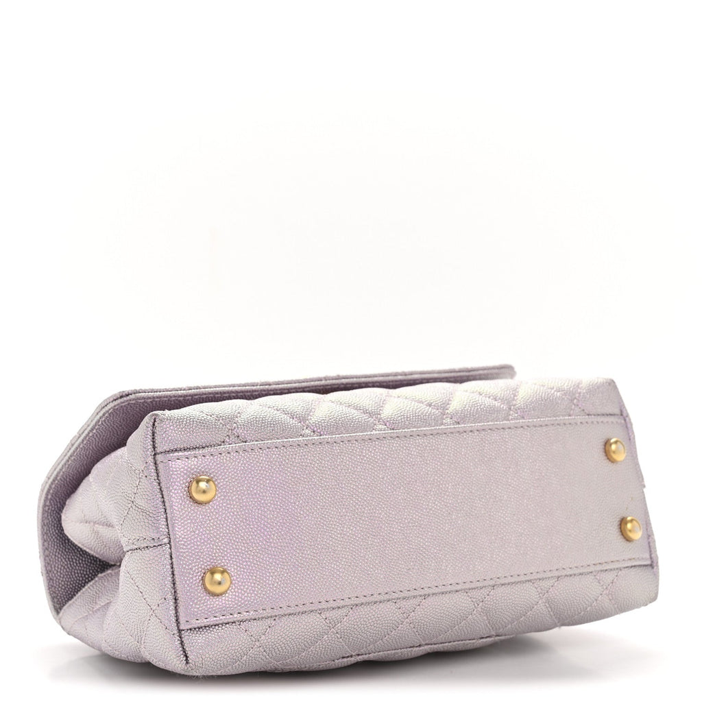 Chanel Metallic Caviar Quilted Mini Coco Handle Flap Light Pink