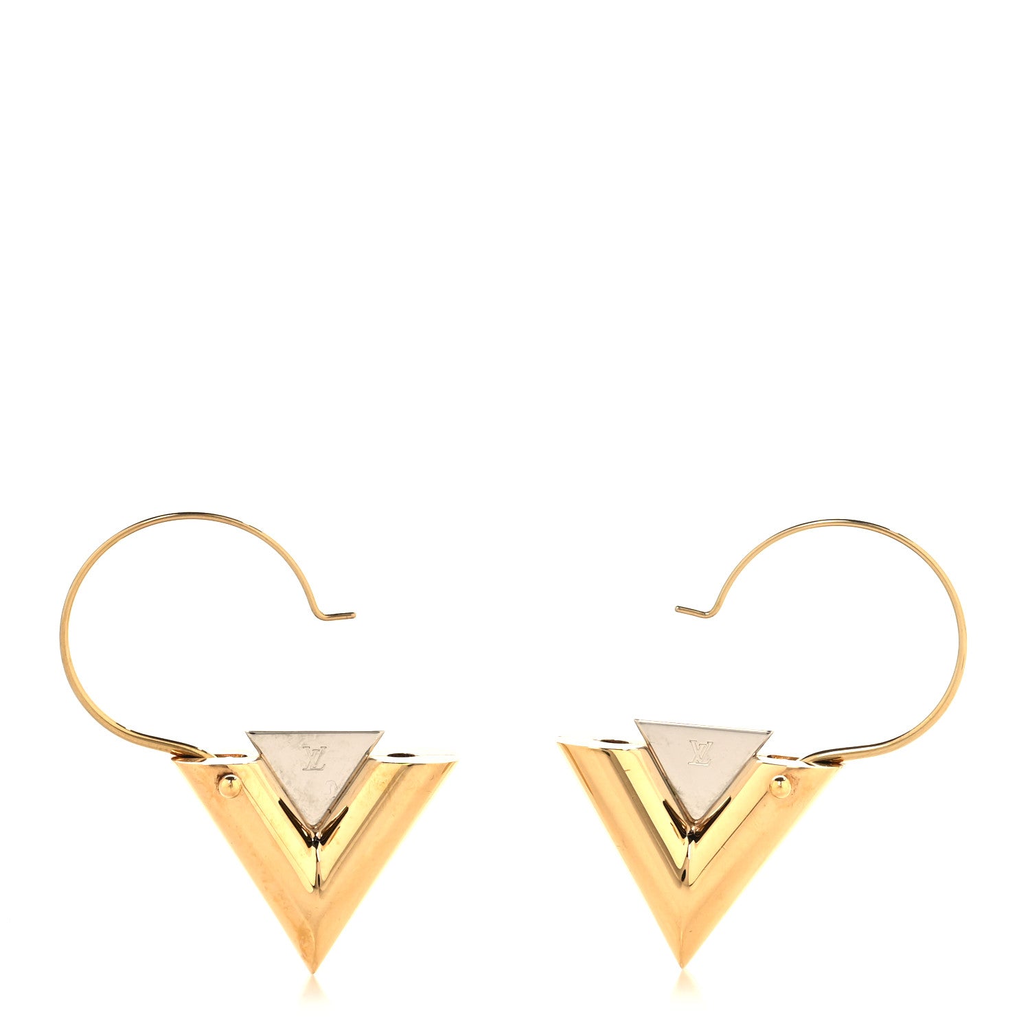 Louis Vuitton Metal V For Vuitton Earrings Gold Silver
