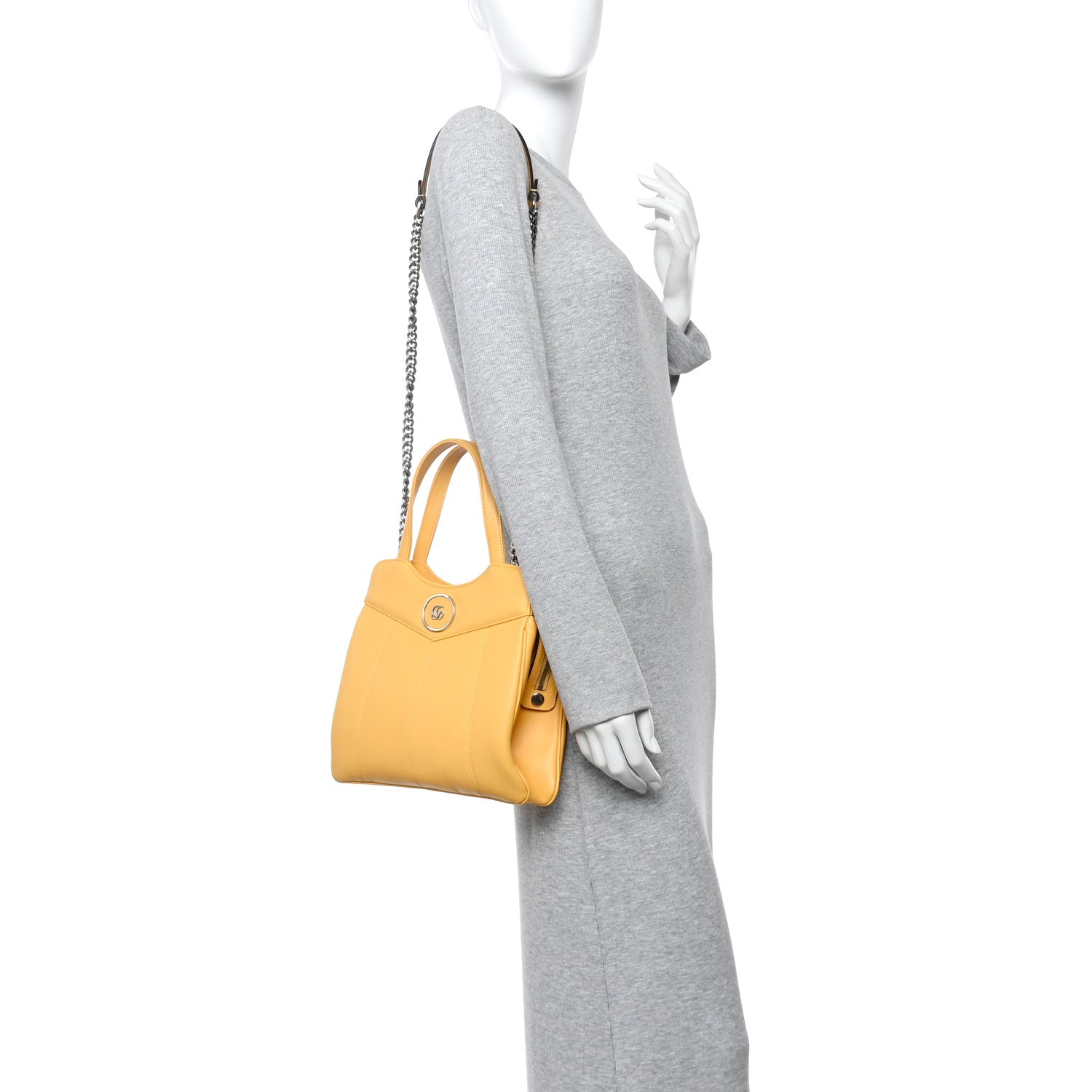 Gucci Senna Calfskin Petite GG Small Tote Bag Sunny Yellow