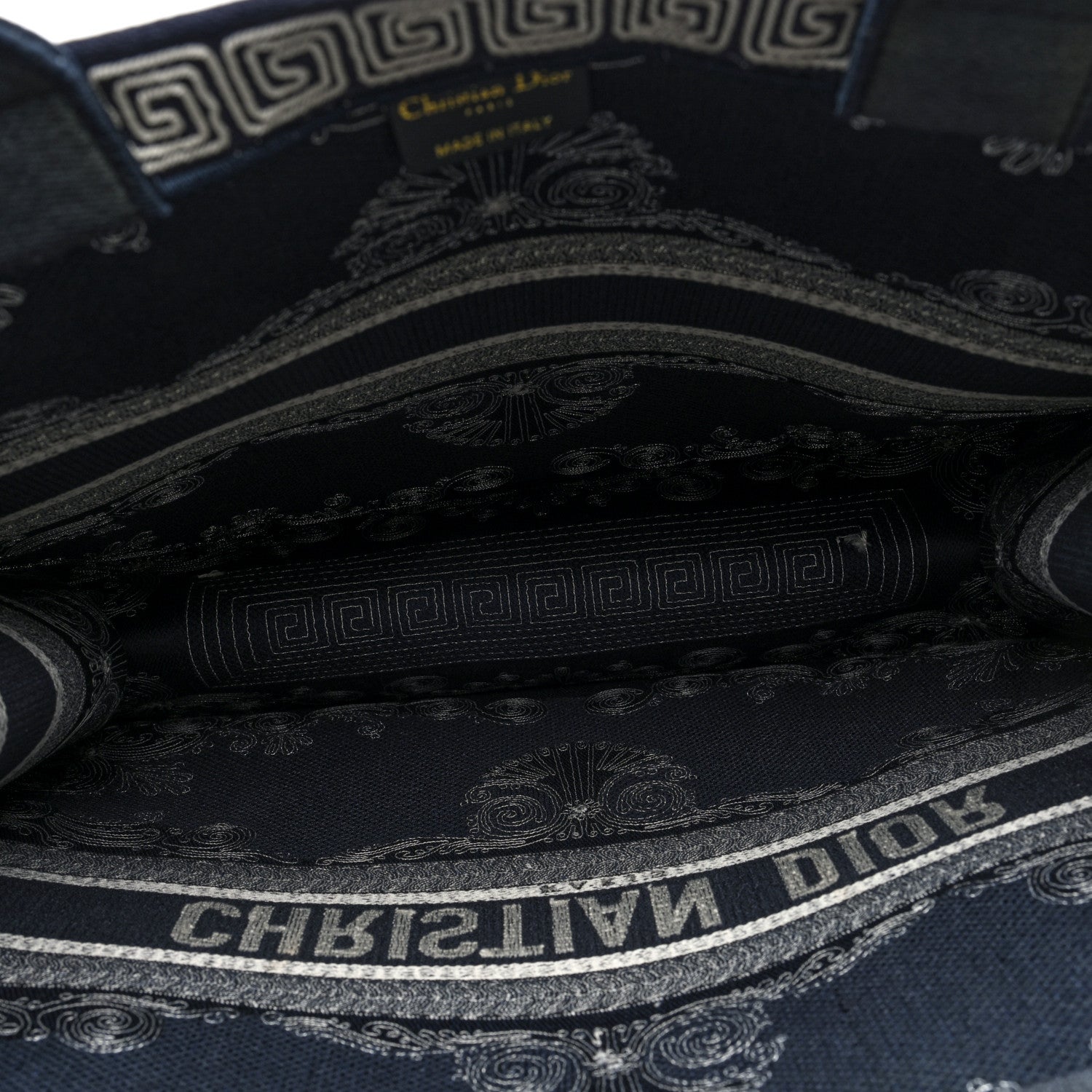 Christian Dior Canvas Embroidered Cornely Book Tote Blue White