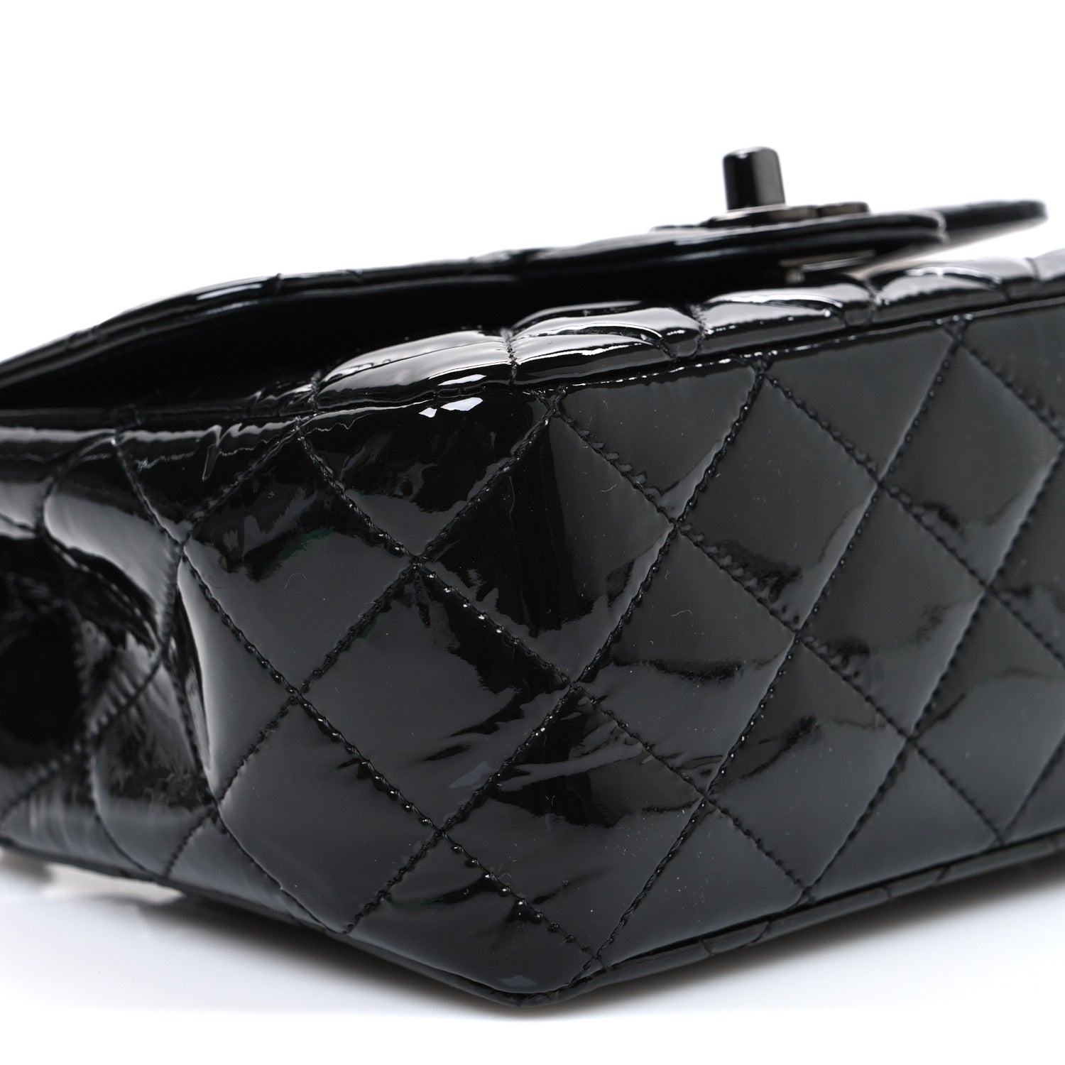 Chanel Patent Calfskin Quilted Mini Square Flap So Black