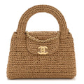 Chanel Braided Raffia Nano Kelly Flap Bag Dark Beige